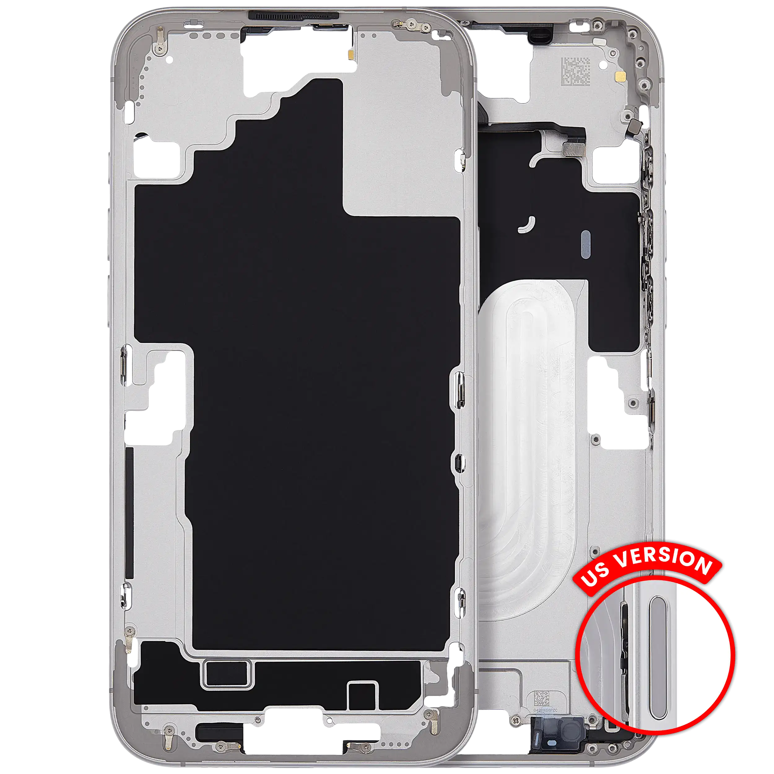 Mittelrahmen mit Kleinteilen für iPhone 16 Plus (US-Version) (ausgebautes Originalteil: Grade C) (White (Weiß)) – Bild 4