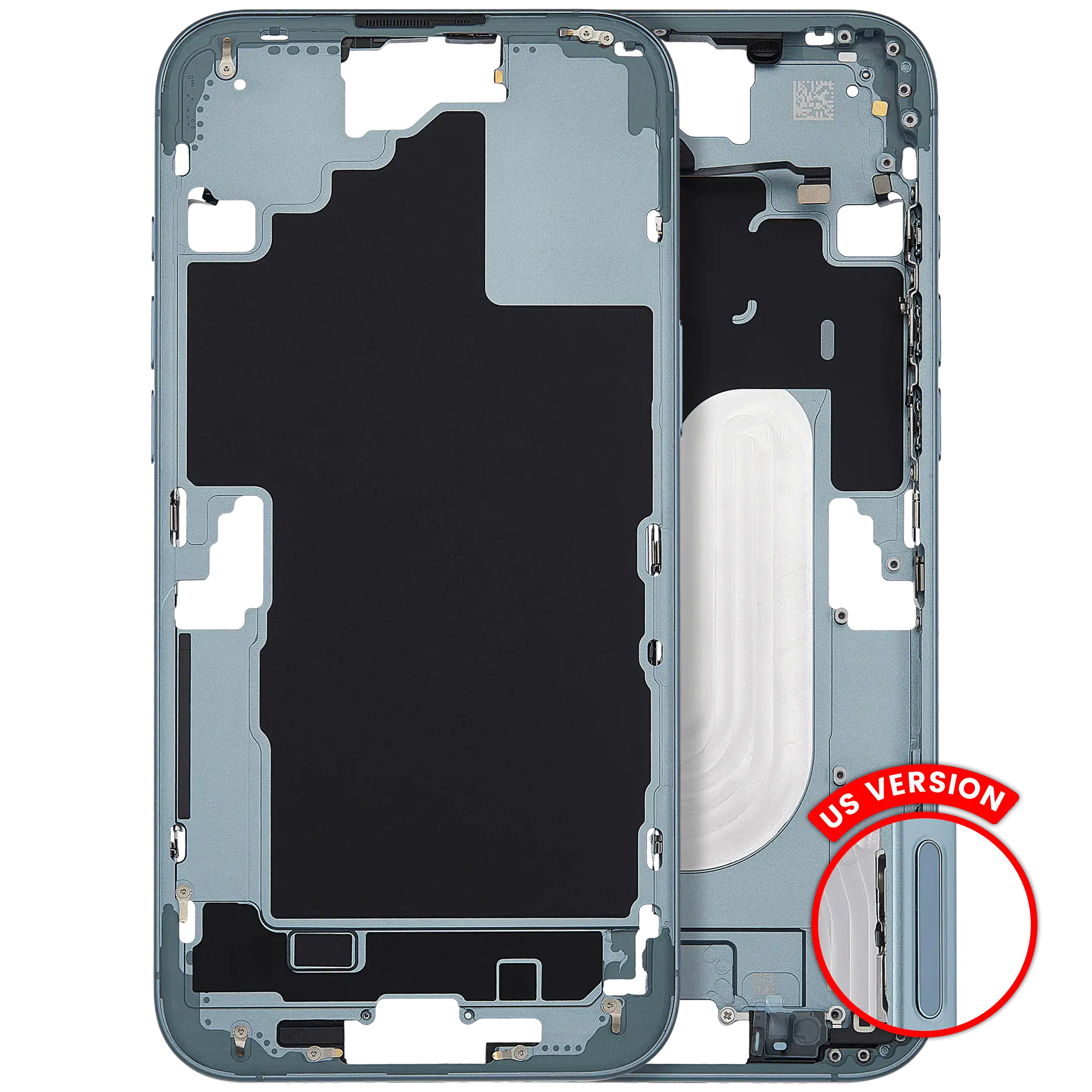 Mittelrahmen mit Kleinteilen für iPhone 16 Plus (US-Version) (ausgebautes Originalteil: Grade C) (White (Weiß)) – Bild 5
