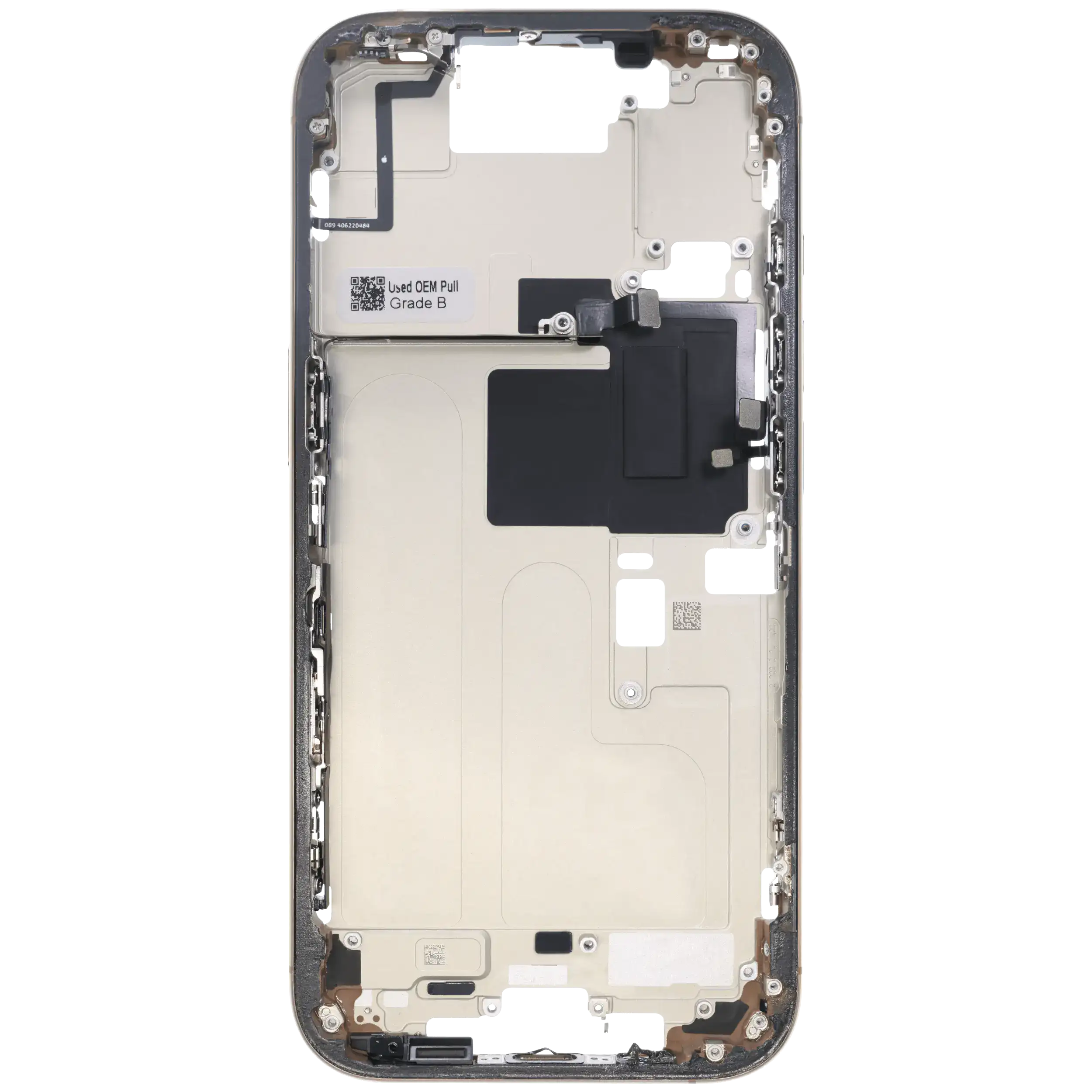 Mittelrahmen mit Kleinteilen für iPhone 16 Pro (US-Version) (ausgebautes Originalteil: Grade C) (Desert Titanium) – Bild 4