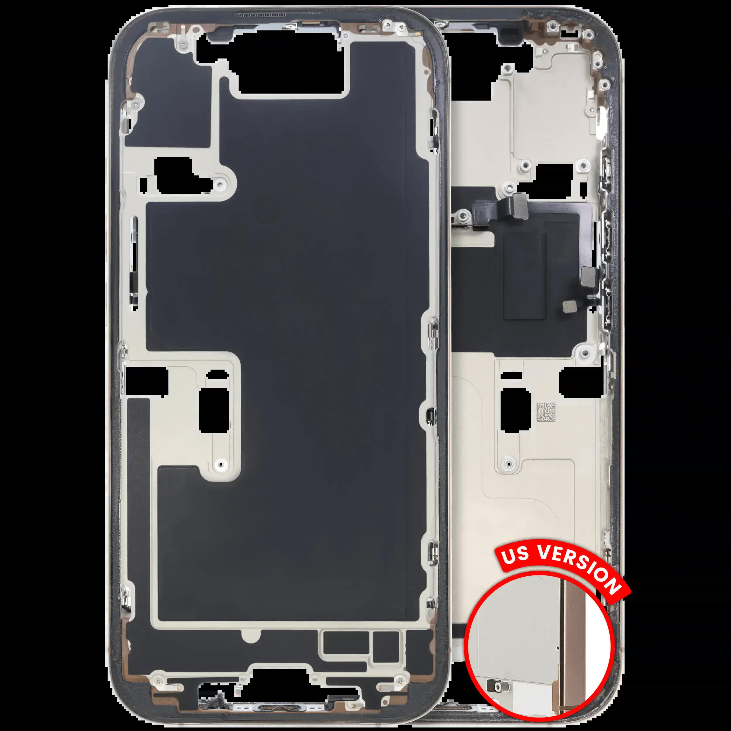 Mittelrahmen mit Kleinteilen für iPhone 16 Pro (US-Version) (ausgebautes Originalteil: Grade C) (Desert Titanium)
