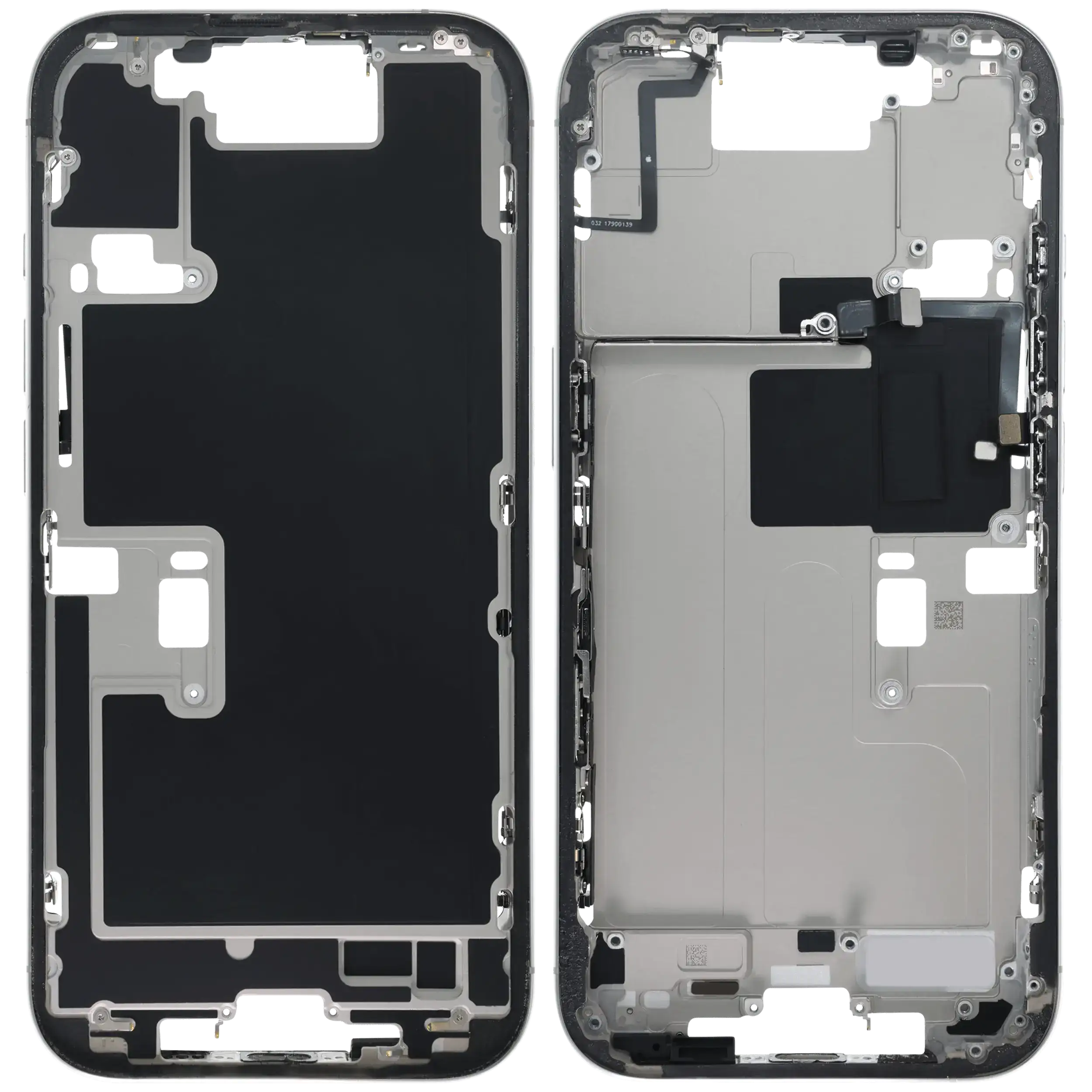 Mittelrahmen mit Kleinteilen für iPhone 16 Pro (US-Version) (ausgebautes Originalteil: Grade C) (White Titanium) – Bild 2