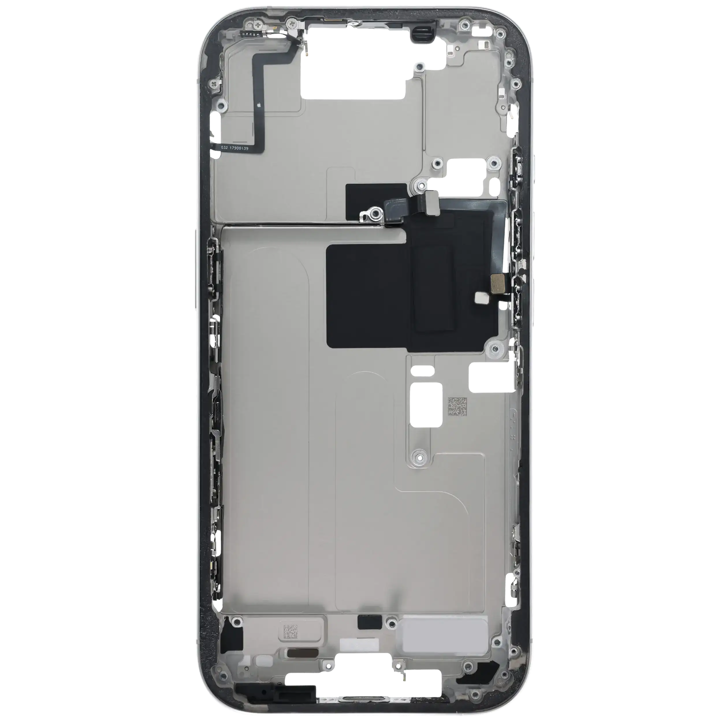 Mittelrahmen mit Kleinteilen für iPhone 16 Pro (US-Version) (ausgebautes Originalteil: Grade C) (White Titanium) – Bild 4