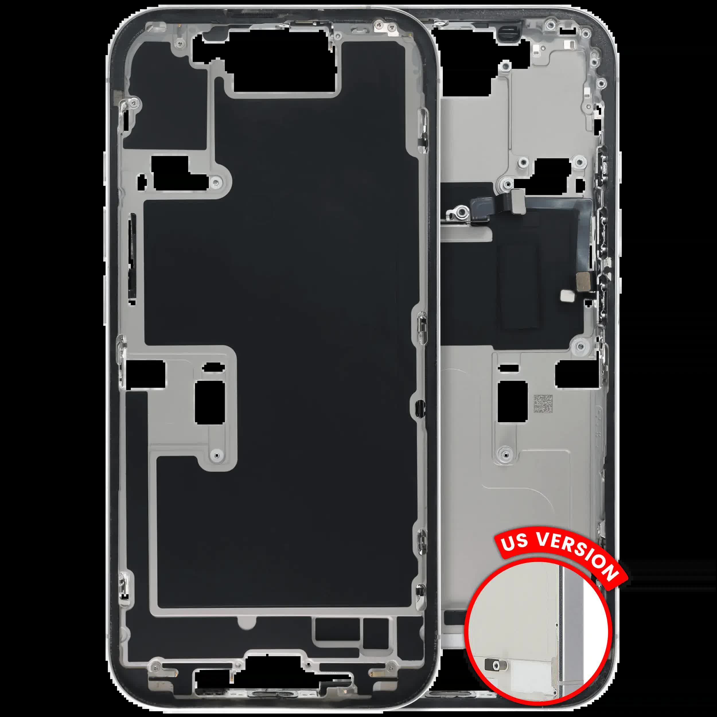 Mittelrahmen mit Kleinteilen für iPhone 16 Pro (US-Version) (ausgebautes Originalteil: Grade C) (White Titanium)