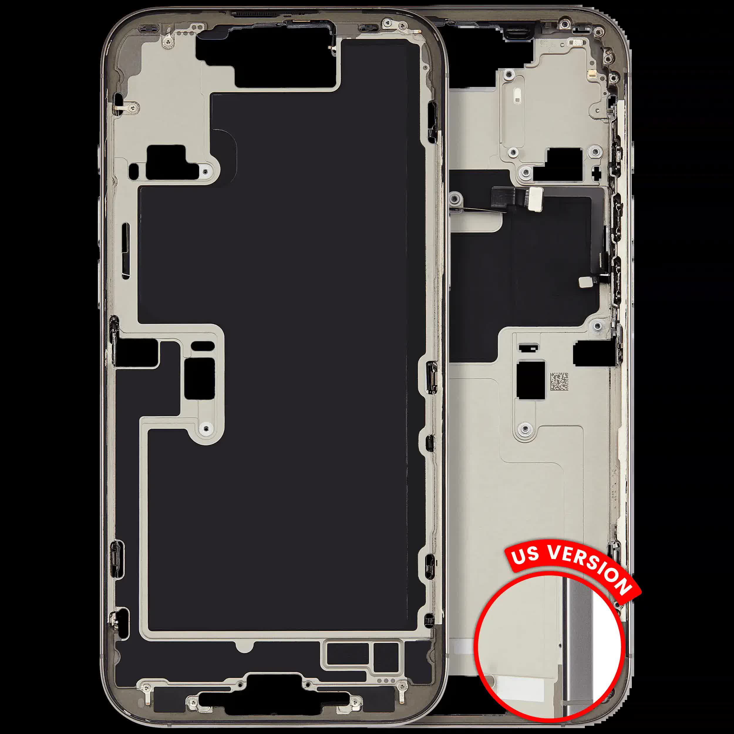 Mittelrahmen mit Kleinteilen für iPhone 16 Pro Max (US-Version) (ausgebautes Originalteil: Grade C) (Natural Titanium)