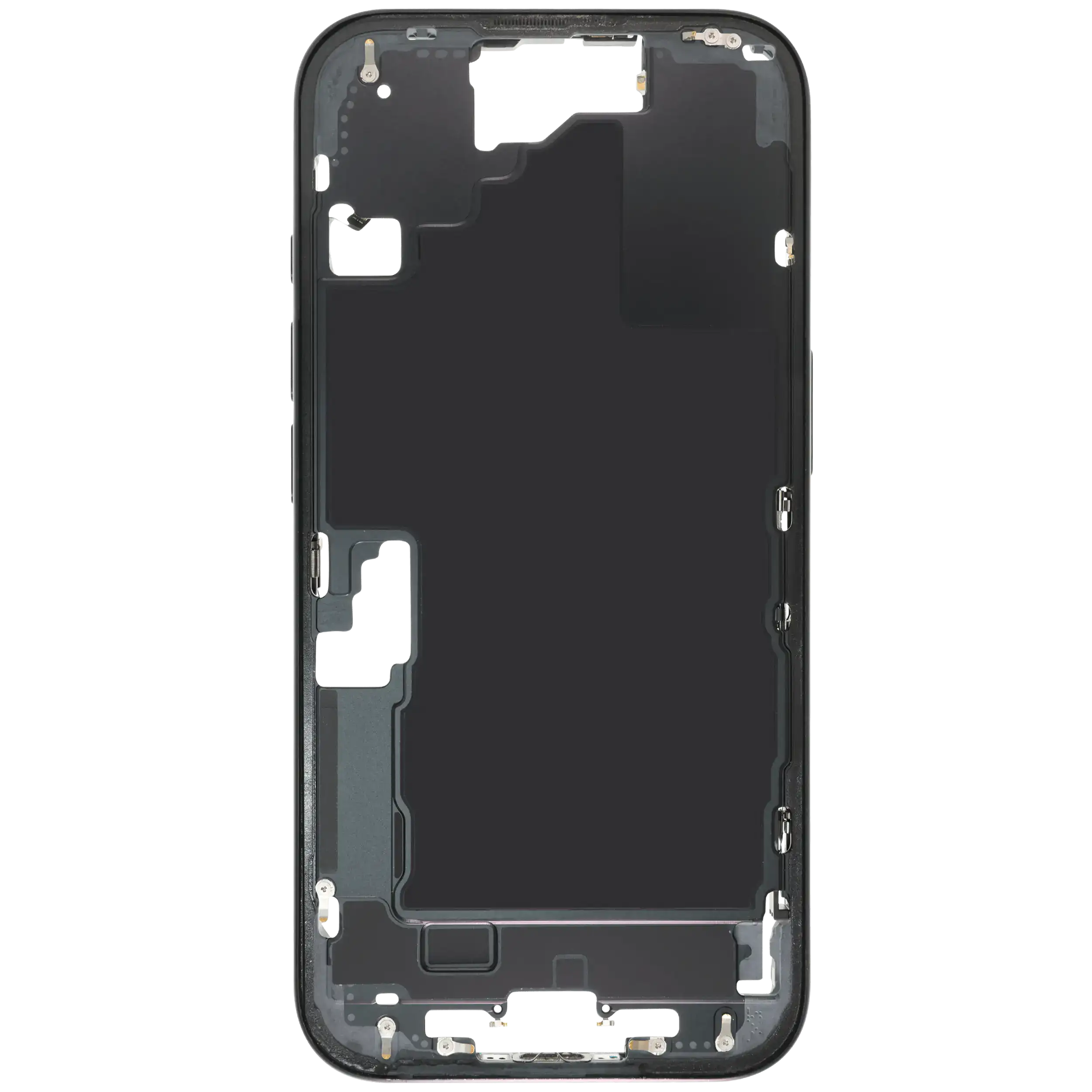 Mittelrahmen mit Kleinteilen für iPhone 16 (EU / globale Version) (ausgebautes Originalteil: Grade C) (Black (Schwarz)) – Bild 3