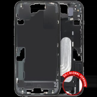 Mittelrahmen mit Kleinteilen für iPhone 16 (EU / globale Version) (ausgebautes Originalteil: Grade C) (Black (Schwarz))
