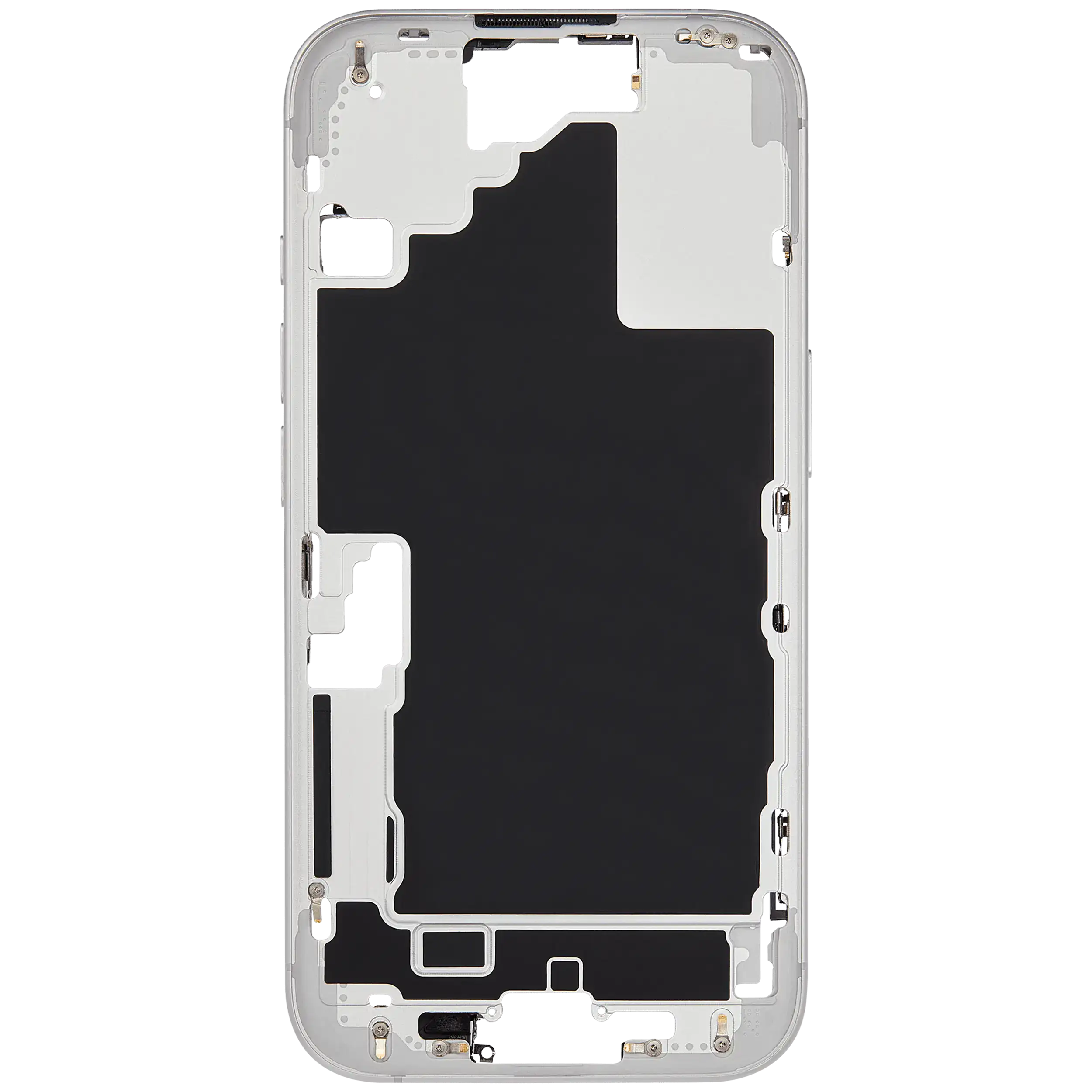 Mittelrahmen mit Kleinteilen für iPhone 16 (EU / globale Version) (ausgebautes Originalteil: Grade C) (White (Weiß)) – Bild 3