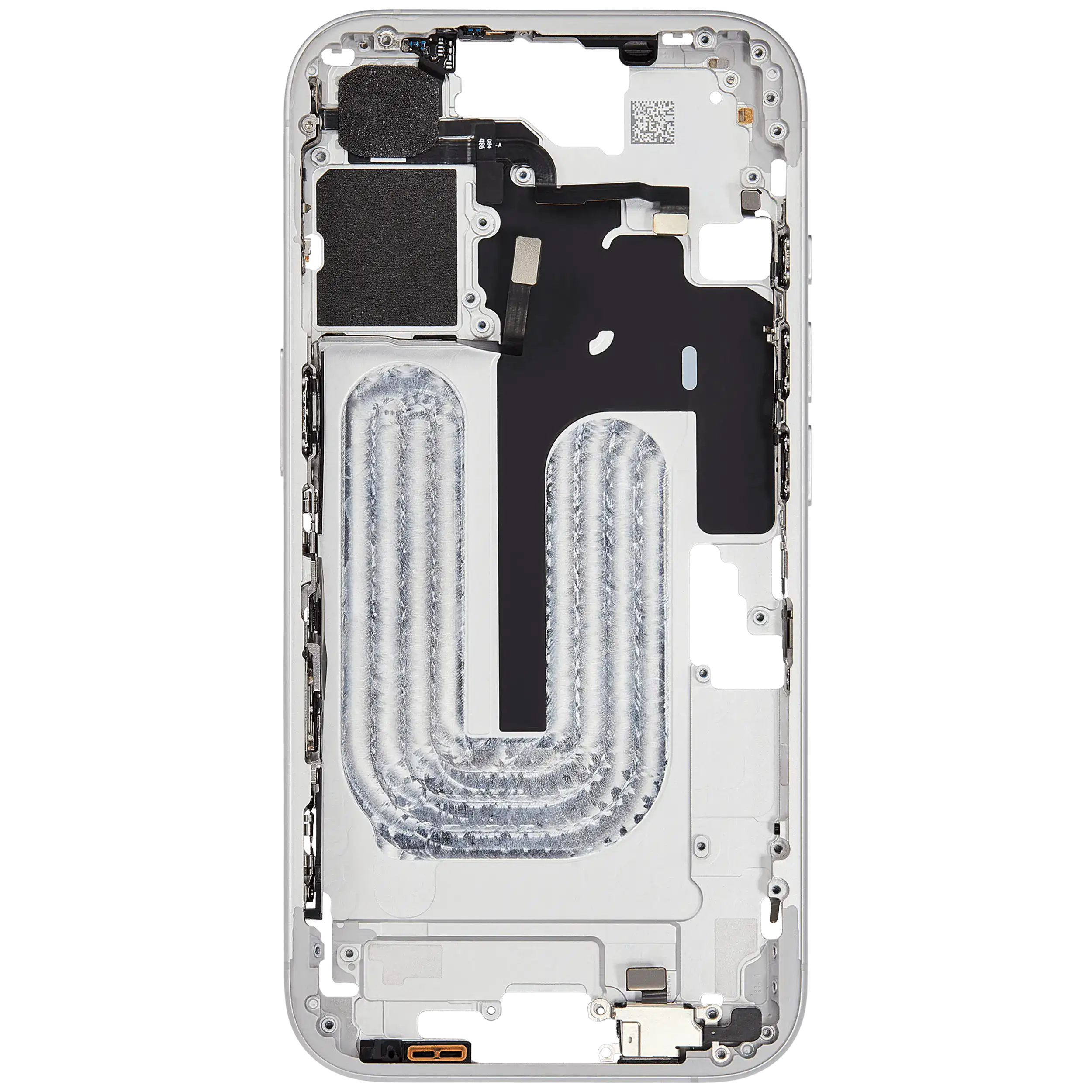 Mittelrahmen mit Kleinteilen für iPhone 16 (EU / globale Version) (ausgebautes Originalteil: Grade C) (White (Weiß)) – Bild 4
