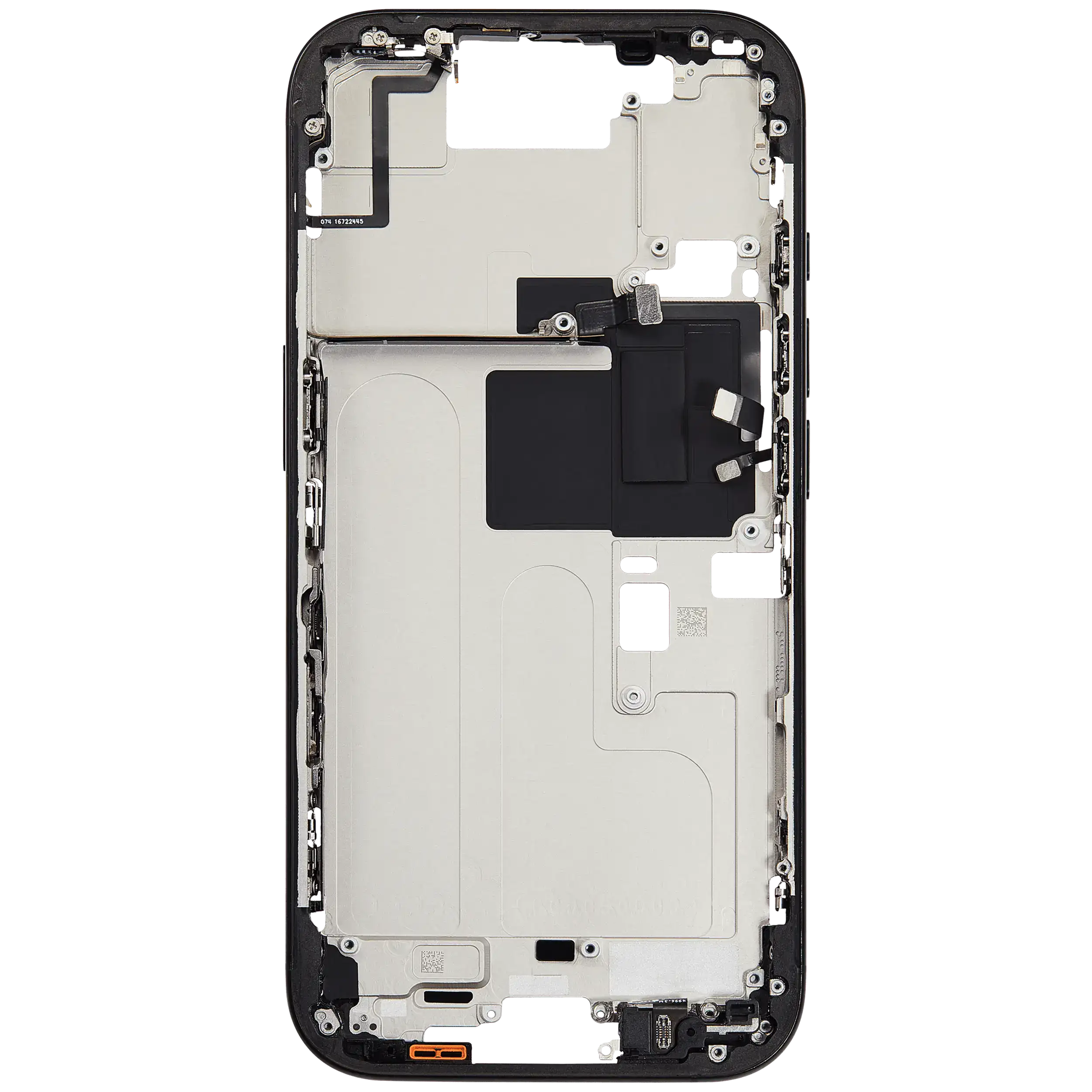 Mittelrahmen mit Kleinteilen für iPhone 16 Pro (EU / globale Version) (ausgebautes Originalteil: Grade C) (Black Titanium) – Bild 4