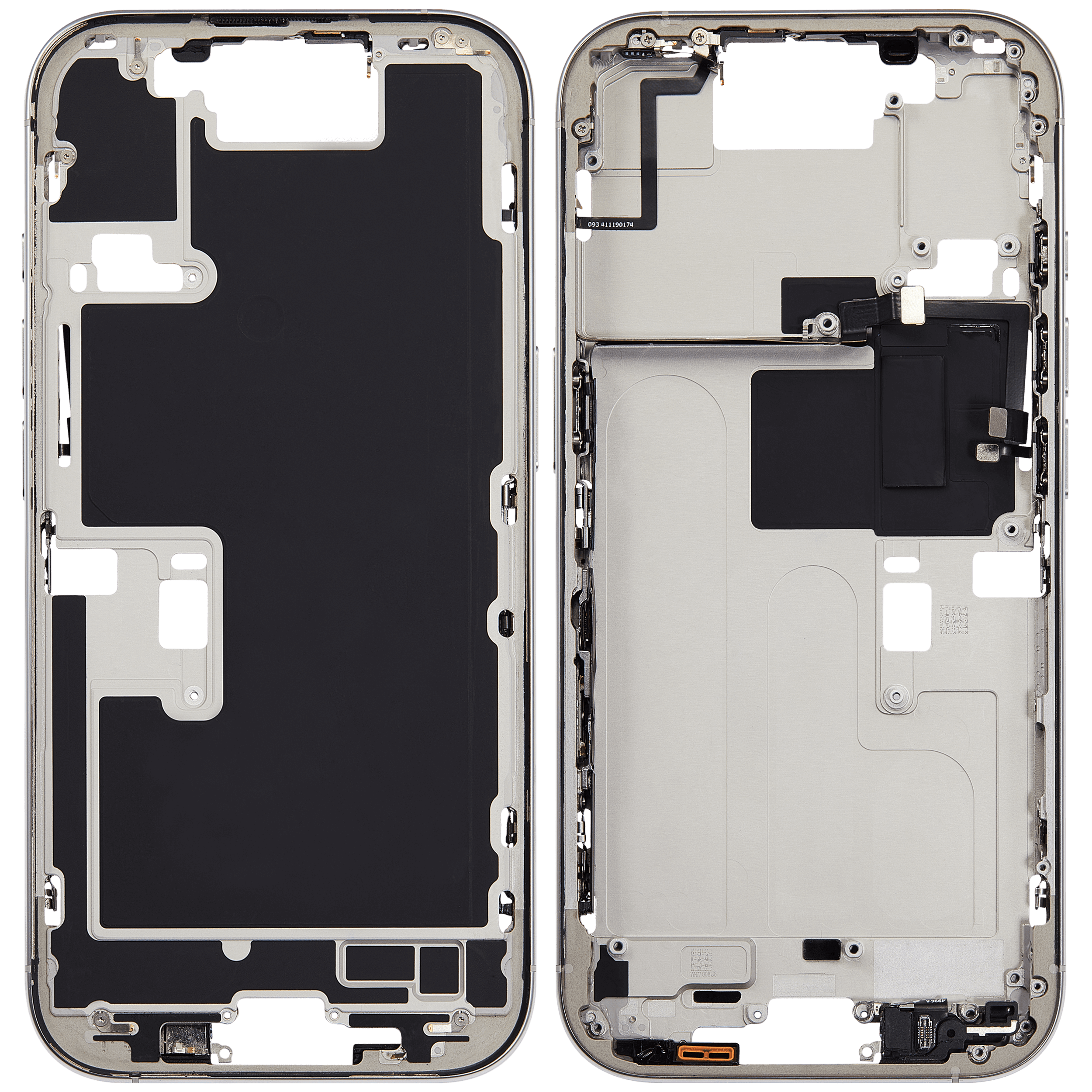 Mittelrahmen mit Kleinteilen für iPhone 16 Pro (EU / globale Version) (ausgebautes Originalteil: Grade C) (White Titanium) – Bild 2