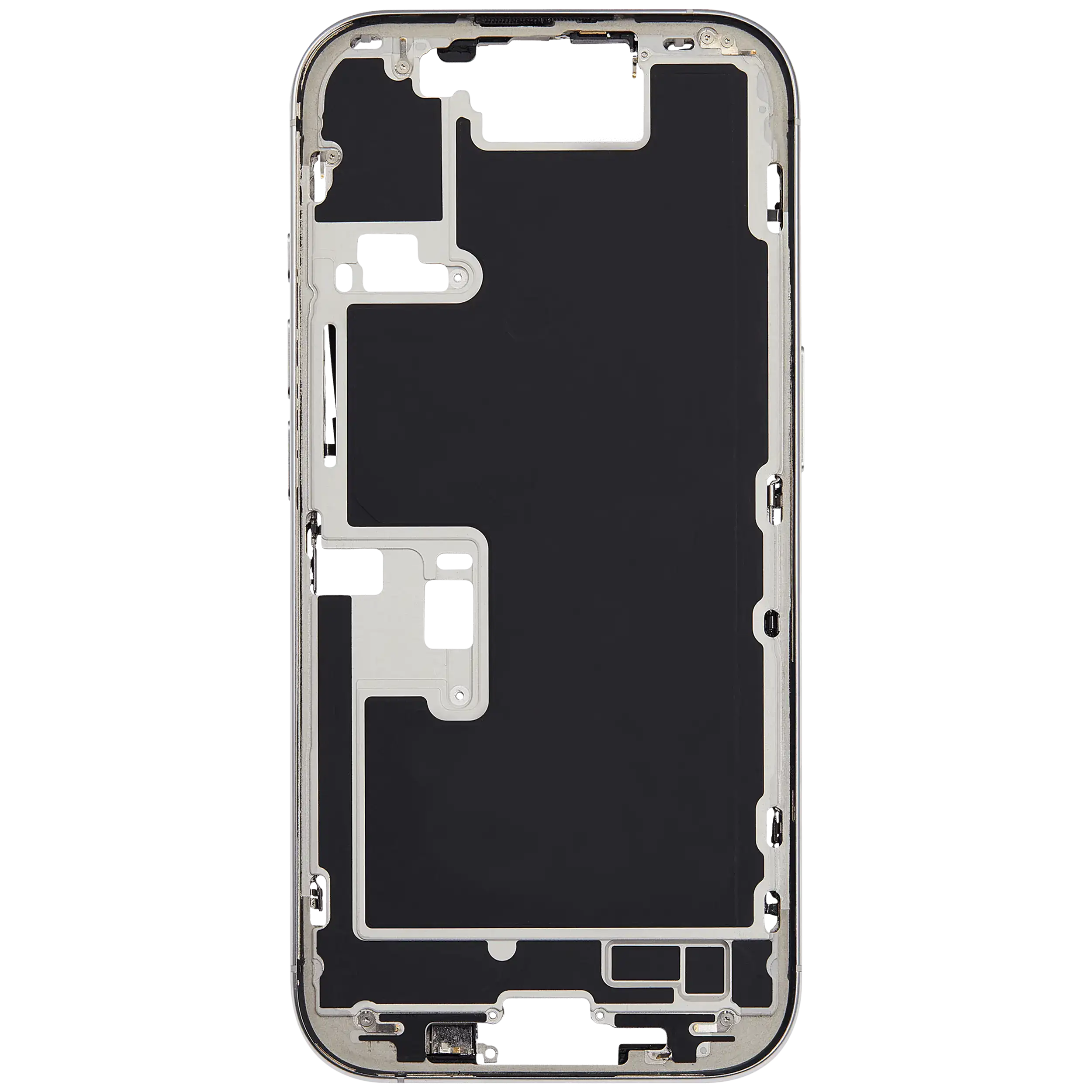 Mittelrahmen mit Kleinteilen für iPhone 16 Pro (EU / globale Version) (ausgebautes Originalteil: Grade C) (White Titanium) – Bild 3