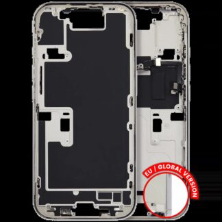Mittelrahmen mit Kleinteilen für iPhone 16 Pro (EU / globale Version) (ausgebautes Originalteil: Grade C) (White Titanium)