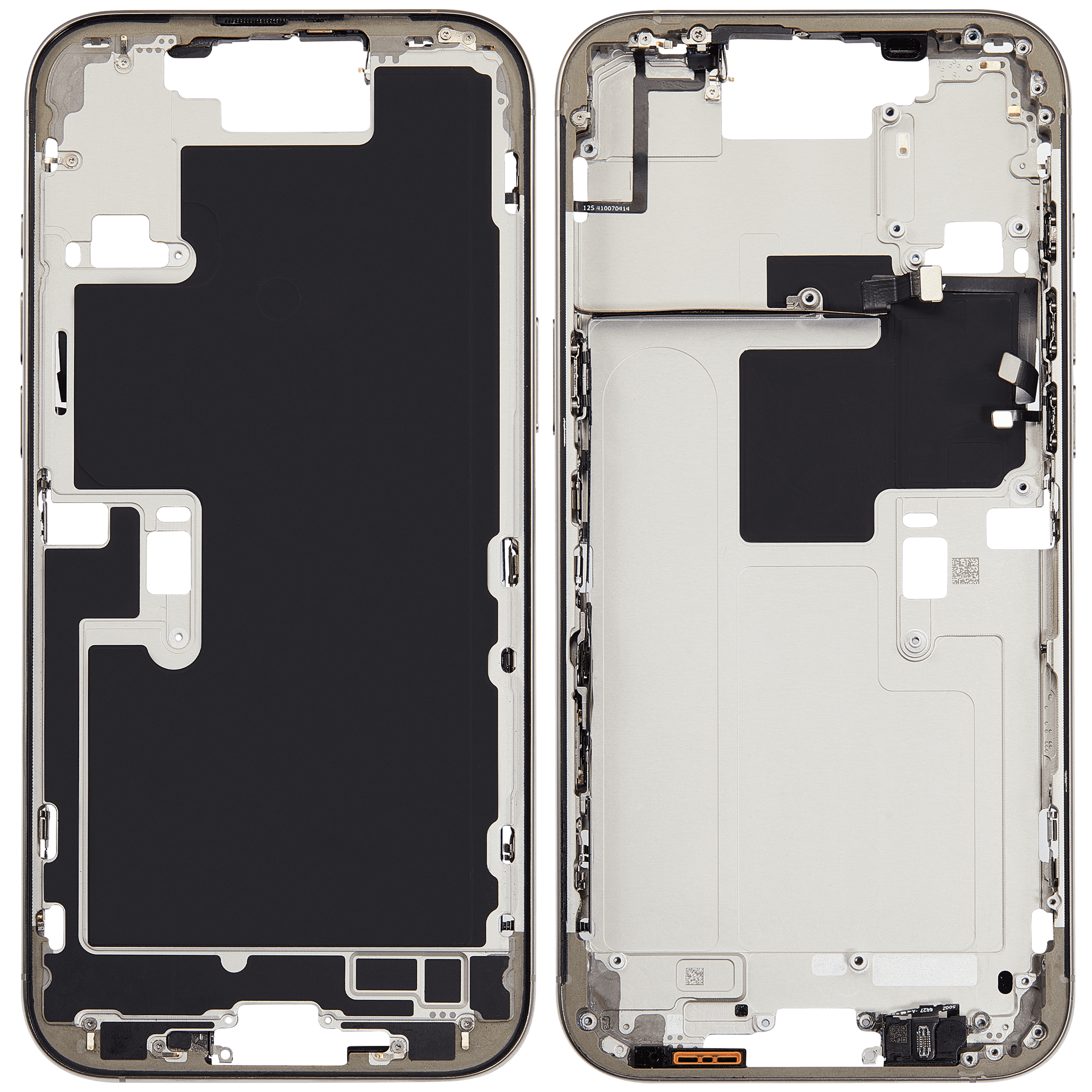 Mittelrahmen mit Kleinteilen für iPhone 16 Pro Max (EU / globale Version) (ausgebautes Originalteil: Grade C) (Natural Titanium) – Bild 2