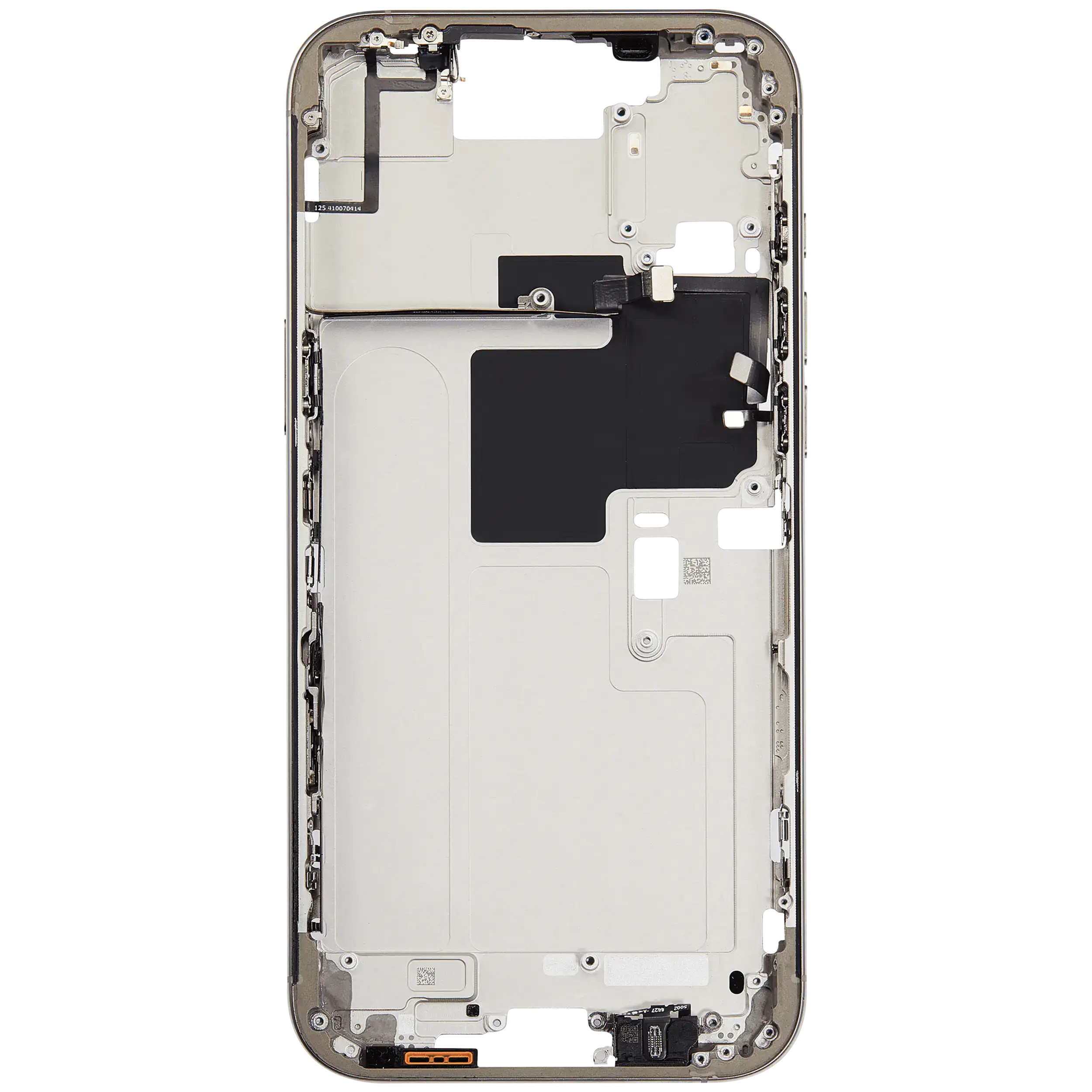 Mittelrahmen mit Kleinteilen für iPhone 16 Pro Max (EU / globale Version) (ausgebautes Originalteil: Grade C) (Natural Titanium) – Bild 4