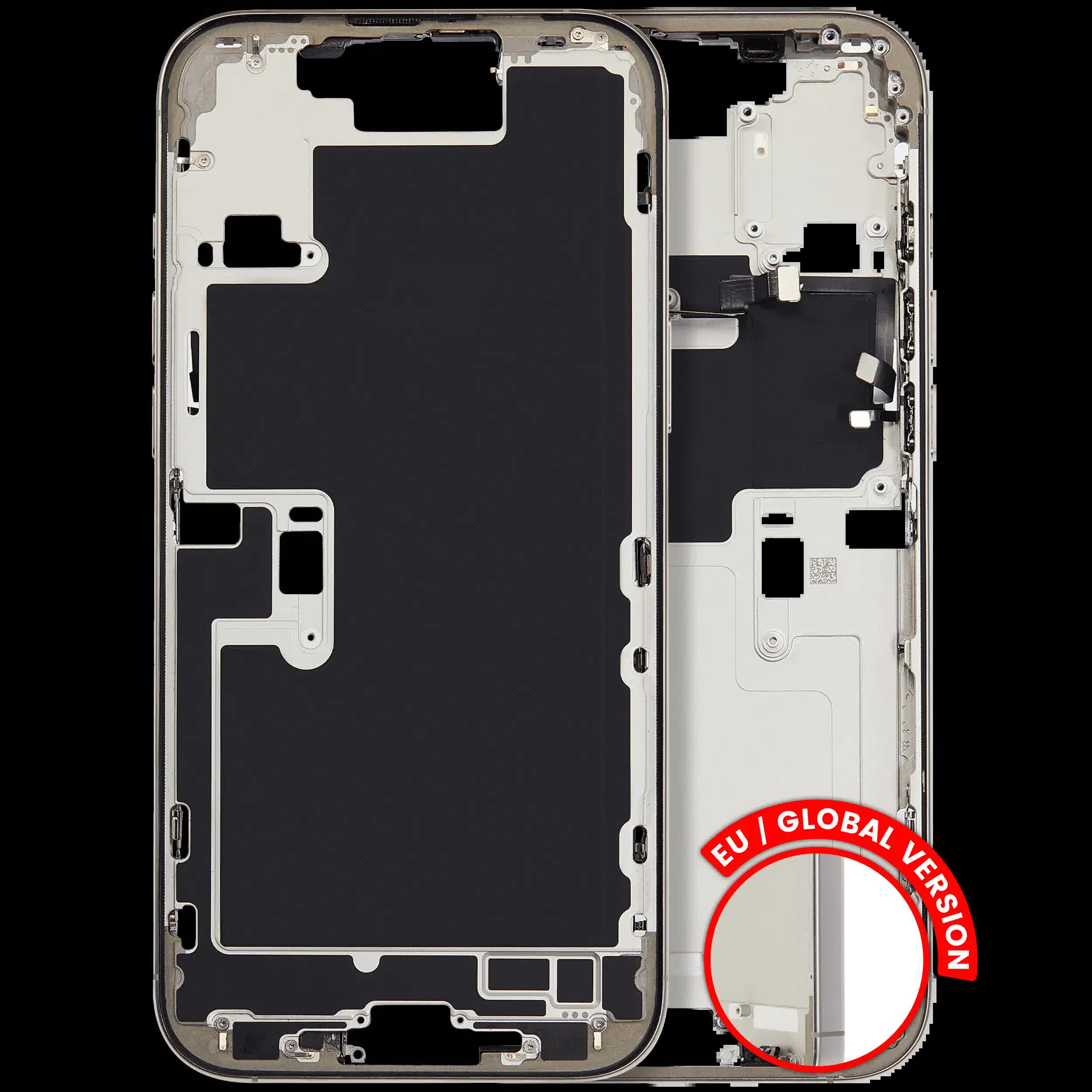 Mittelrahmen mit Kleinteilen für iPhone 16 Pro Max (EU / globale Version) (ausgebautes Originalteil: Grade C) (Natural Titanium)