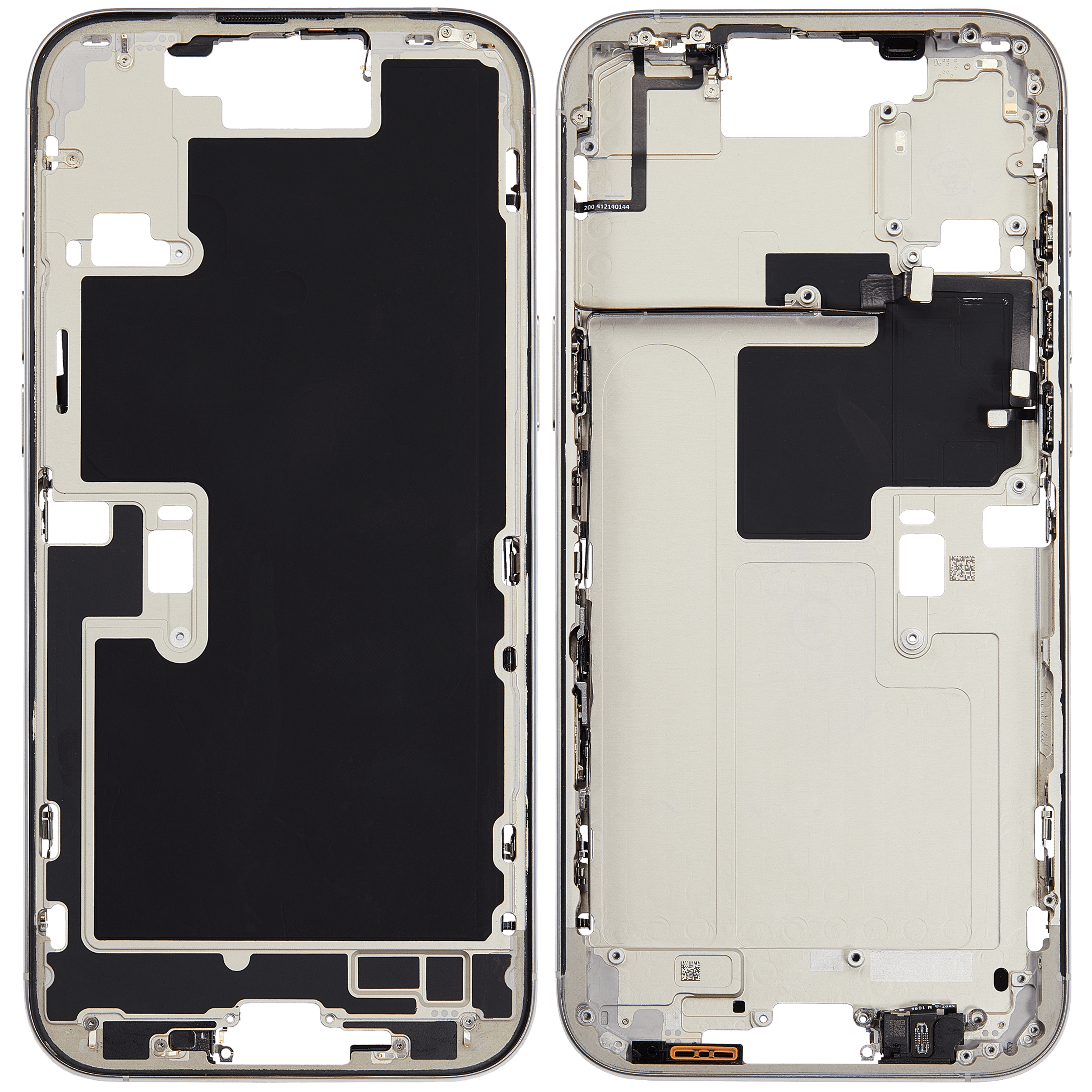 Mittelrahmen mit Kleinteilen für iPhone 16 Pro Max (EU / globale Version) (ausgebautes Originalteil: Grade C) (White Titanium) – Bild 2