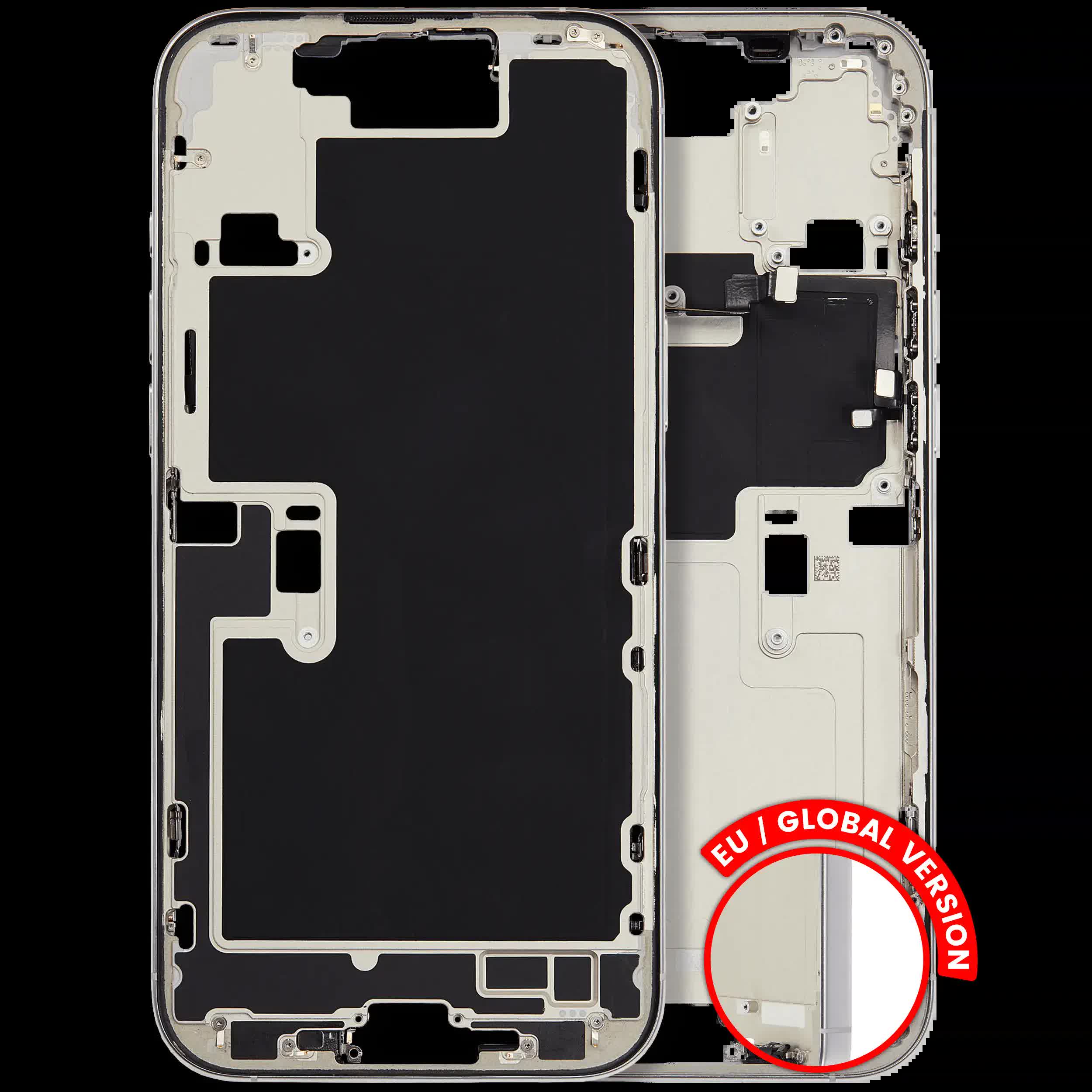 Mittelrahmen mit Kleinteilen für iPhone 16 Pro Max (EU / globale Version) (ausgebautes Originalteil: Grade C) (White Titanium)