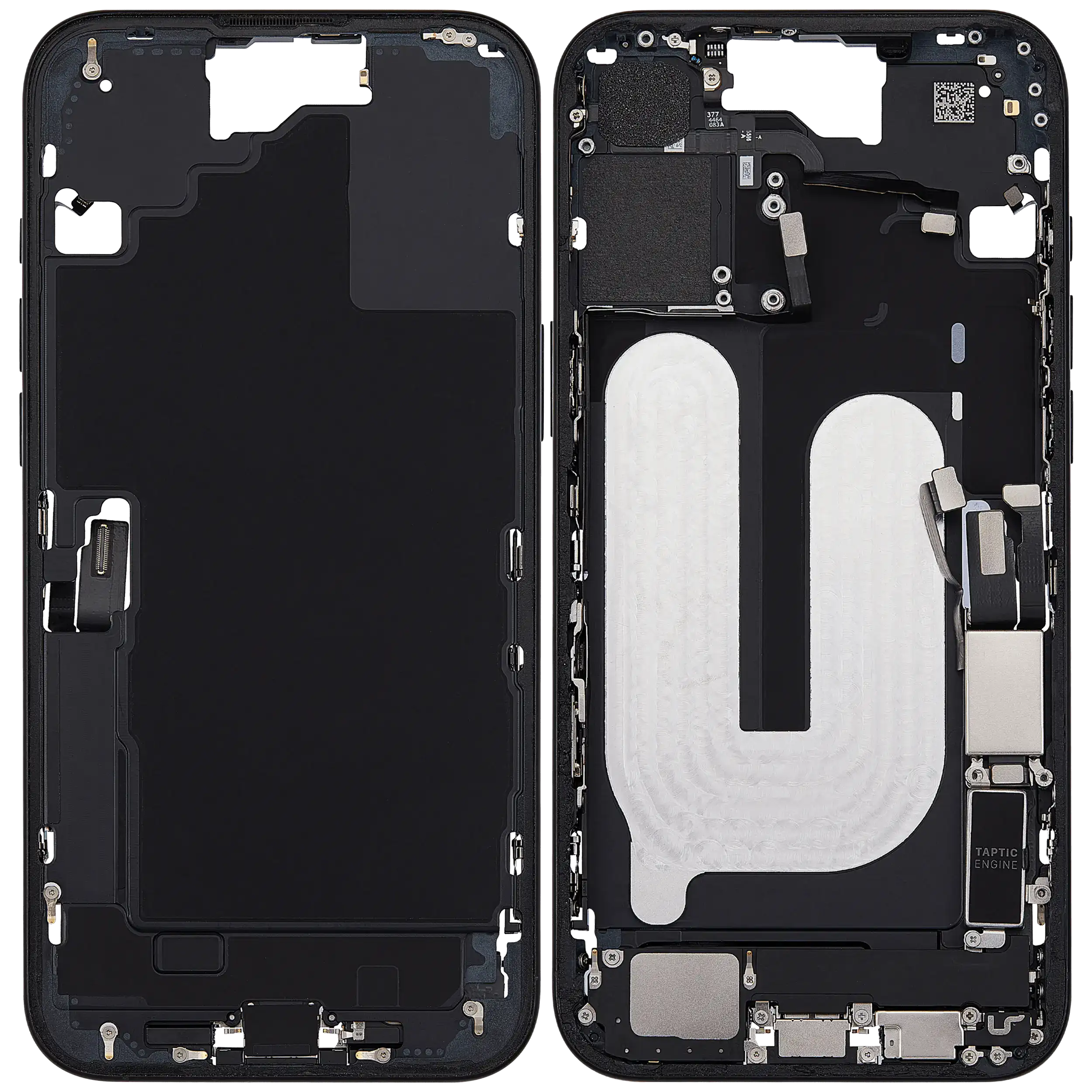 Mittelrahmen mit Ladebuchsen-Flex und Kleinteilen für iPhone 16 Plus (US-Version) (ausgebautes Originalteil: Grade C) (Black (Schwarz)) – Bild 2