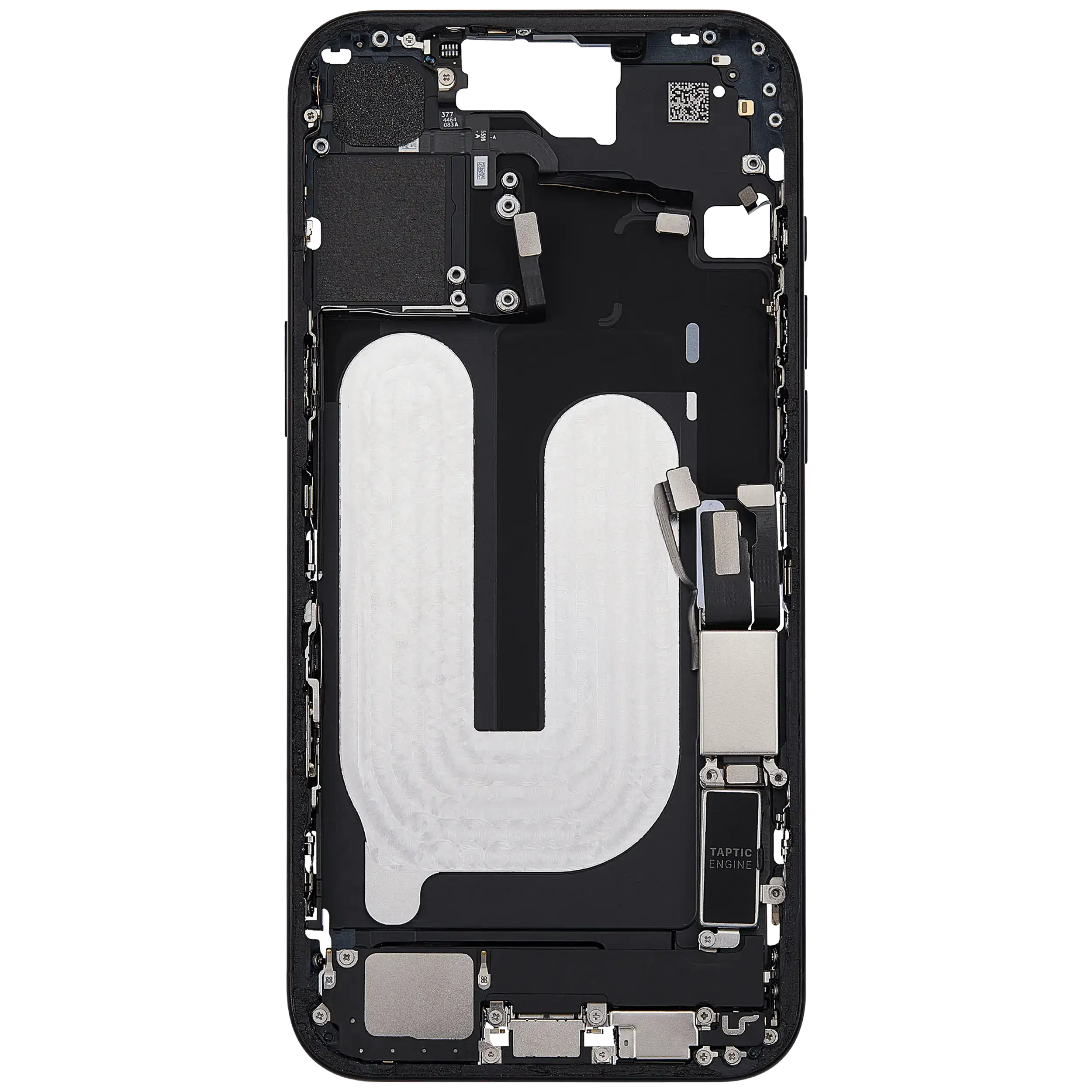 Mittelrahmen mit Ladebuchsen-Flex und Kleinteilen für iPhone 16 Plus (US-Version) (ausgebautes Originalteil: Grade C) (Black (Schwarz)) – Bild 4