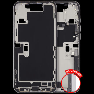 Mittelrahmen mit Ladebuchsen-Flex und Kleinteilen für iPhone 16 Pro Max (US-Version) (ausgebautes Originalteil: Grade C) (White Titanium)