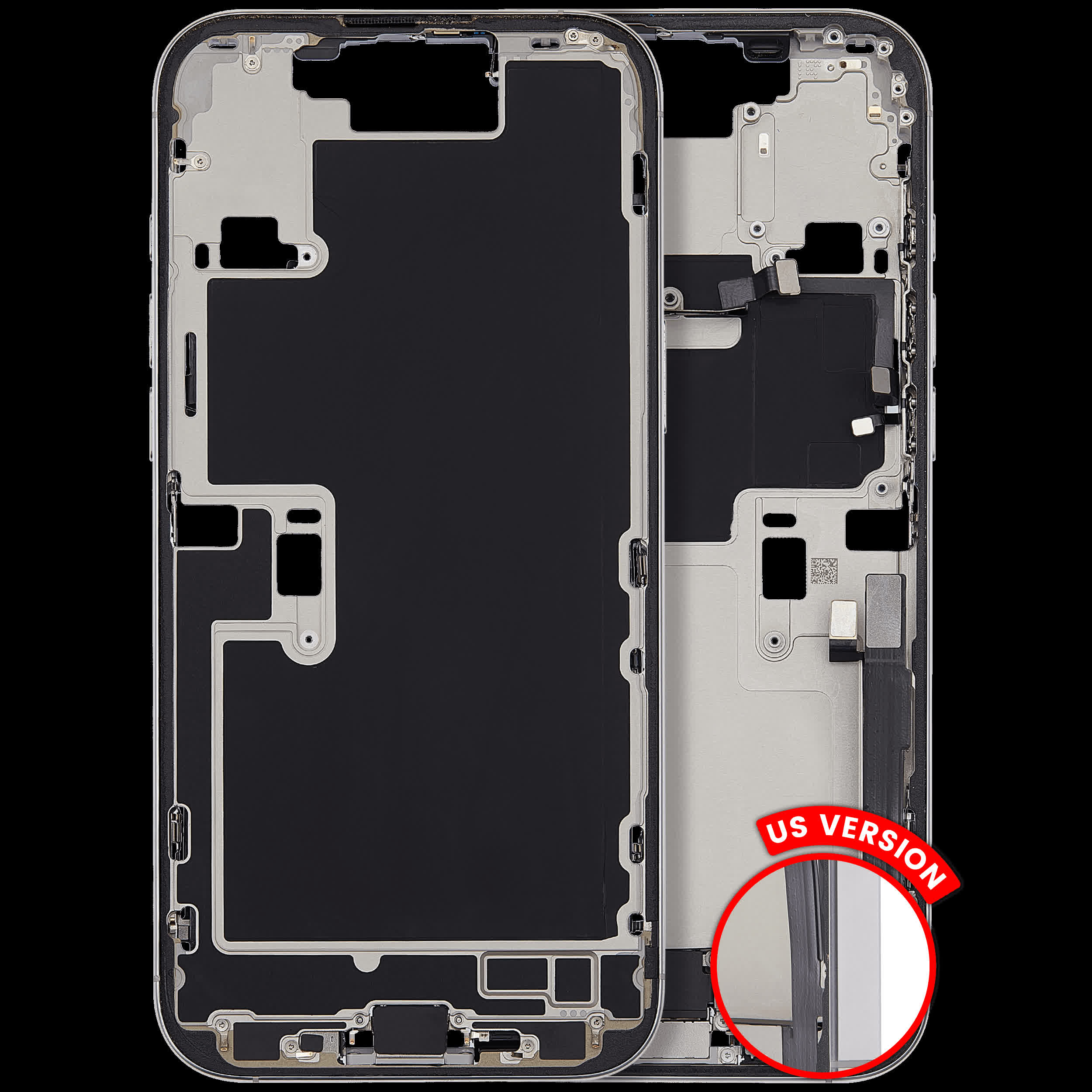 Mittelrahmen mit Ladebuchsen-Flex und Kleinteilen für iPhone 16 Pro Max (US-Version) (ausgebautes Originalteil: Grade C) (White Titanium)