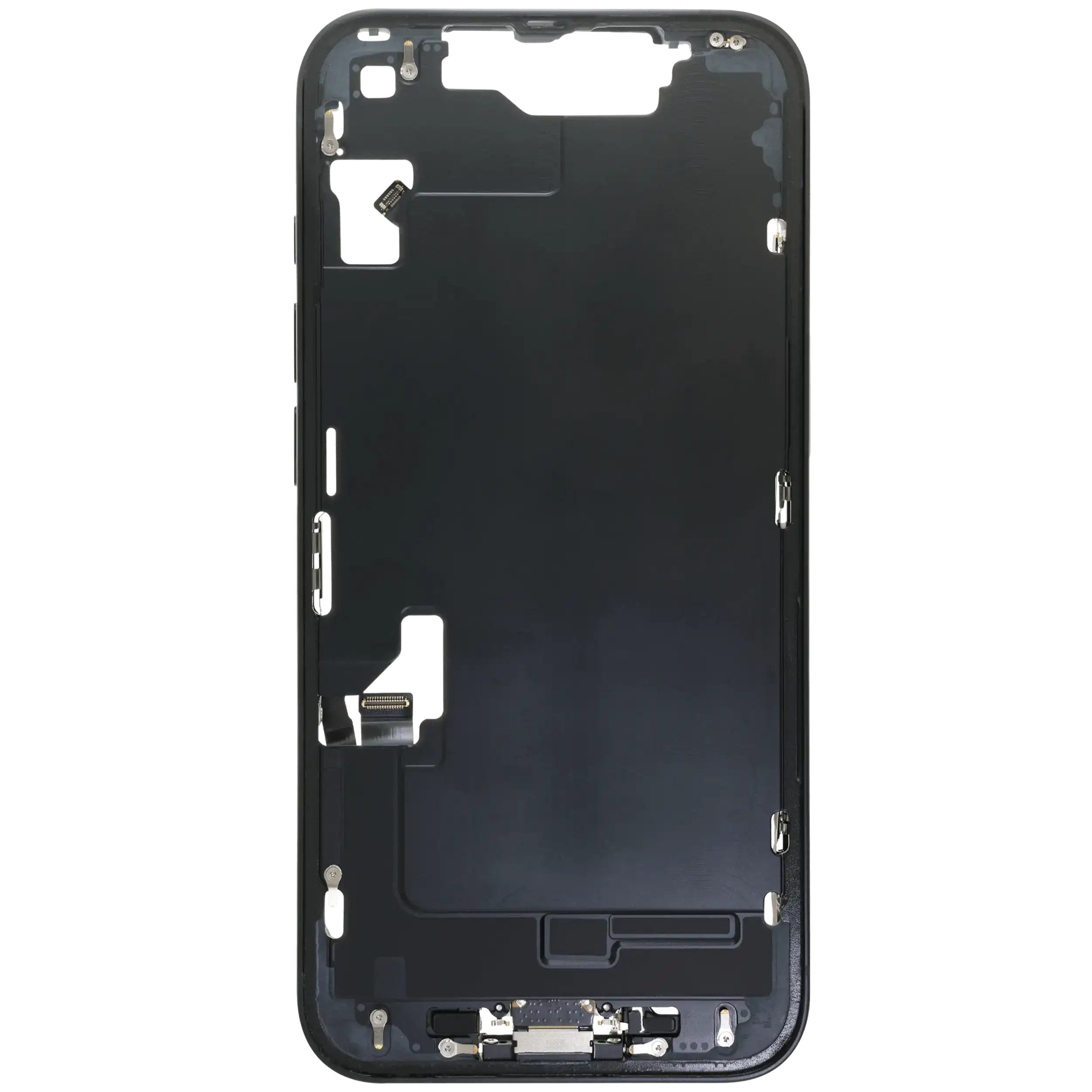 Mittelrahmen mit Ladebuchsen-Flex und Kleinteilen für iPhone 16e / 17e (US-Version) (ausgebautes Originalteil: Grade A) (Black (Schwarz)) – Bild 2
