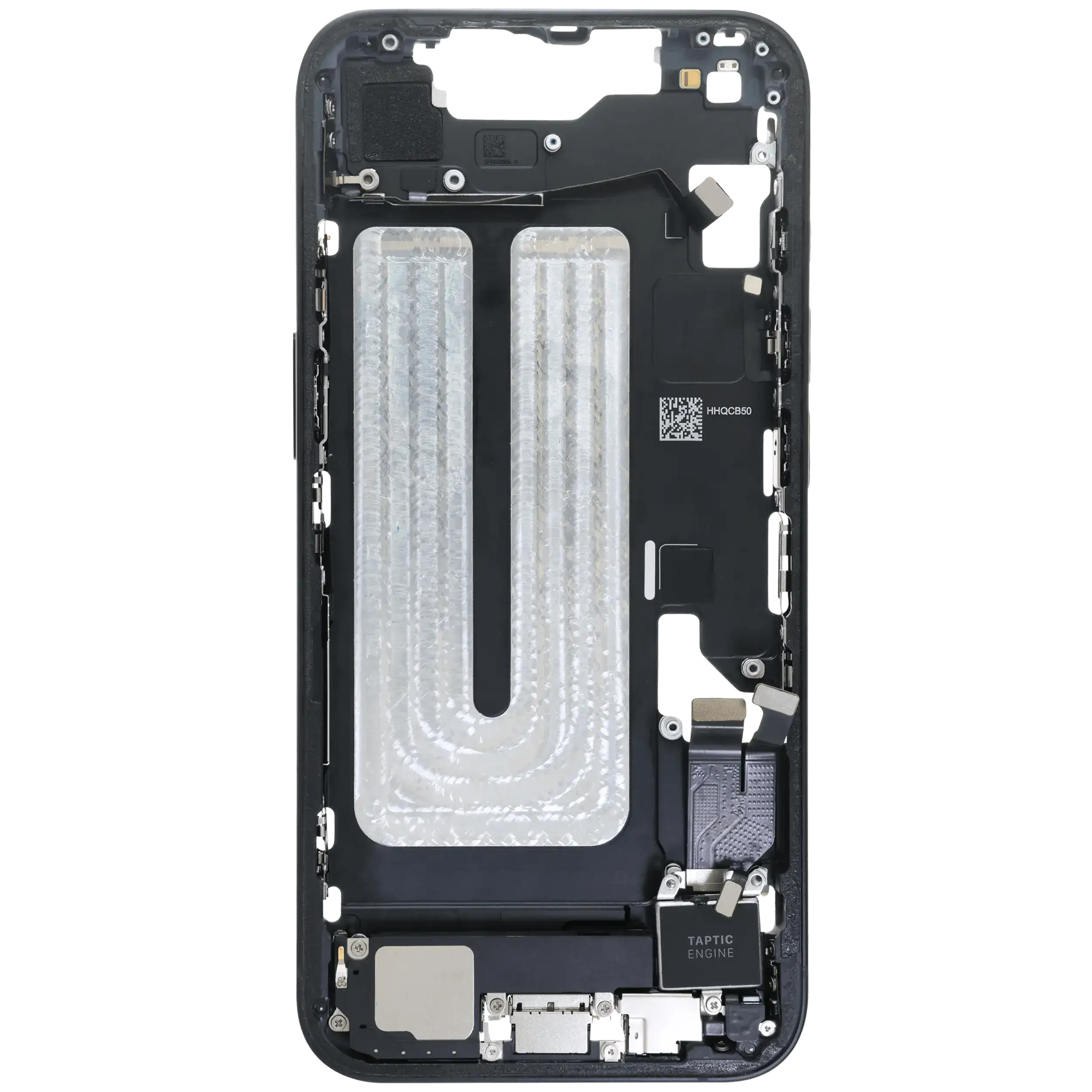 Mittelrahmen mit Ladebuchsen-Flex und Kleinteilen für iPhone 16e / 17e (US-Version) (ausgebautes Originalteil: Grade A) (Black (Schwarz)) – Bild 3