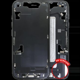 Mittelrahmen mit Ladebuchsen-Flex und Kleinteilen für iPhone 16e / 17e (US-Version) (ausgebautes Originalteil: Grade A) (Black (Schwarz))