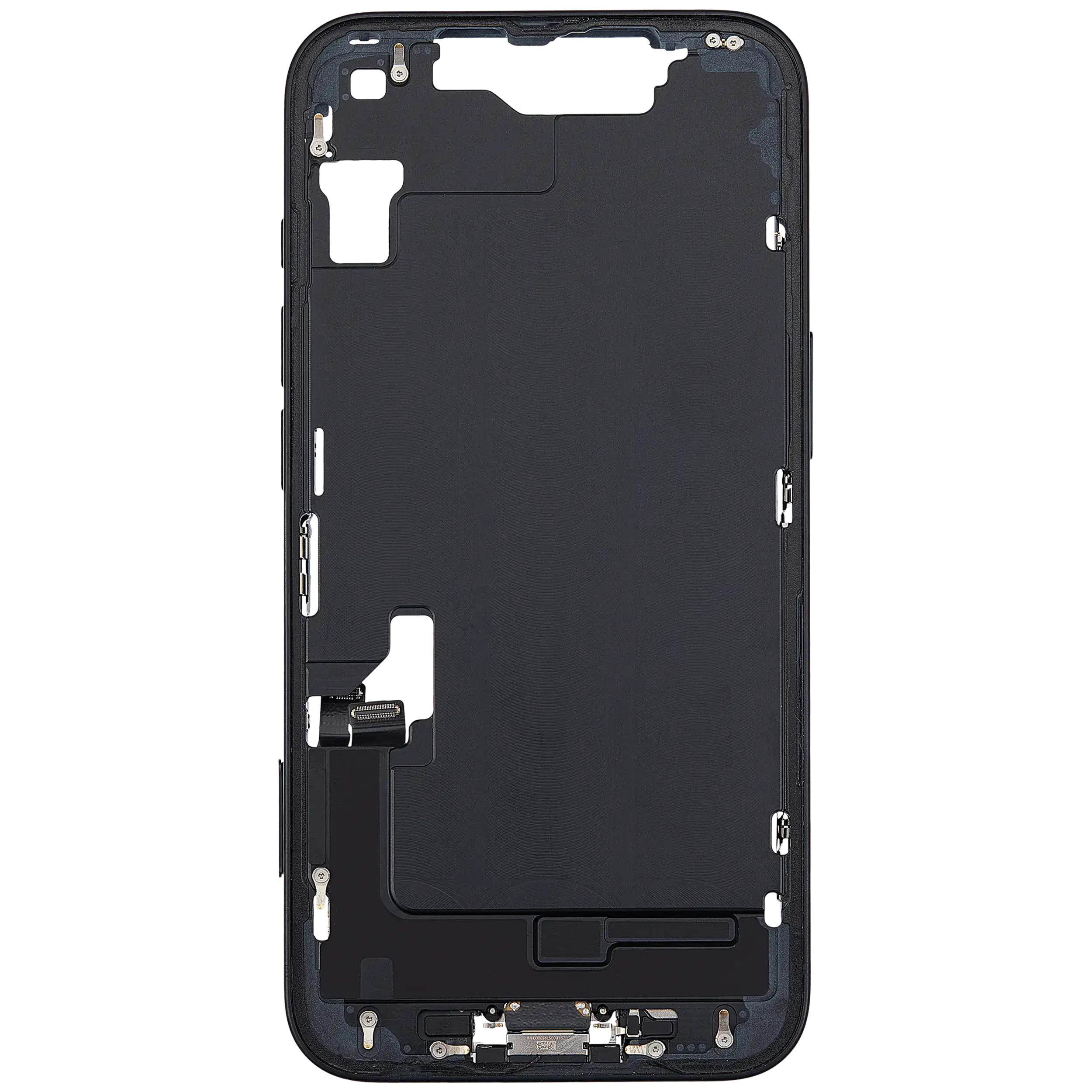 Mittelrahmen mit Ladebuchsen-Flex und Kleinteilen für iPhone 16e / 17e (EU / globale Version) (ausgebautes Originalteil: Grade A) (Black (Schwarz)) – Bild 2