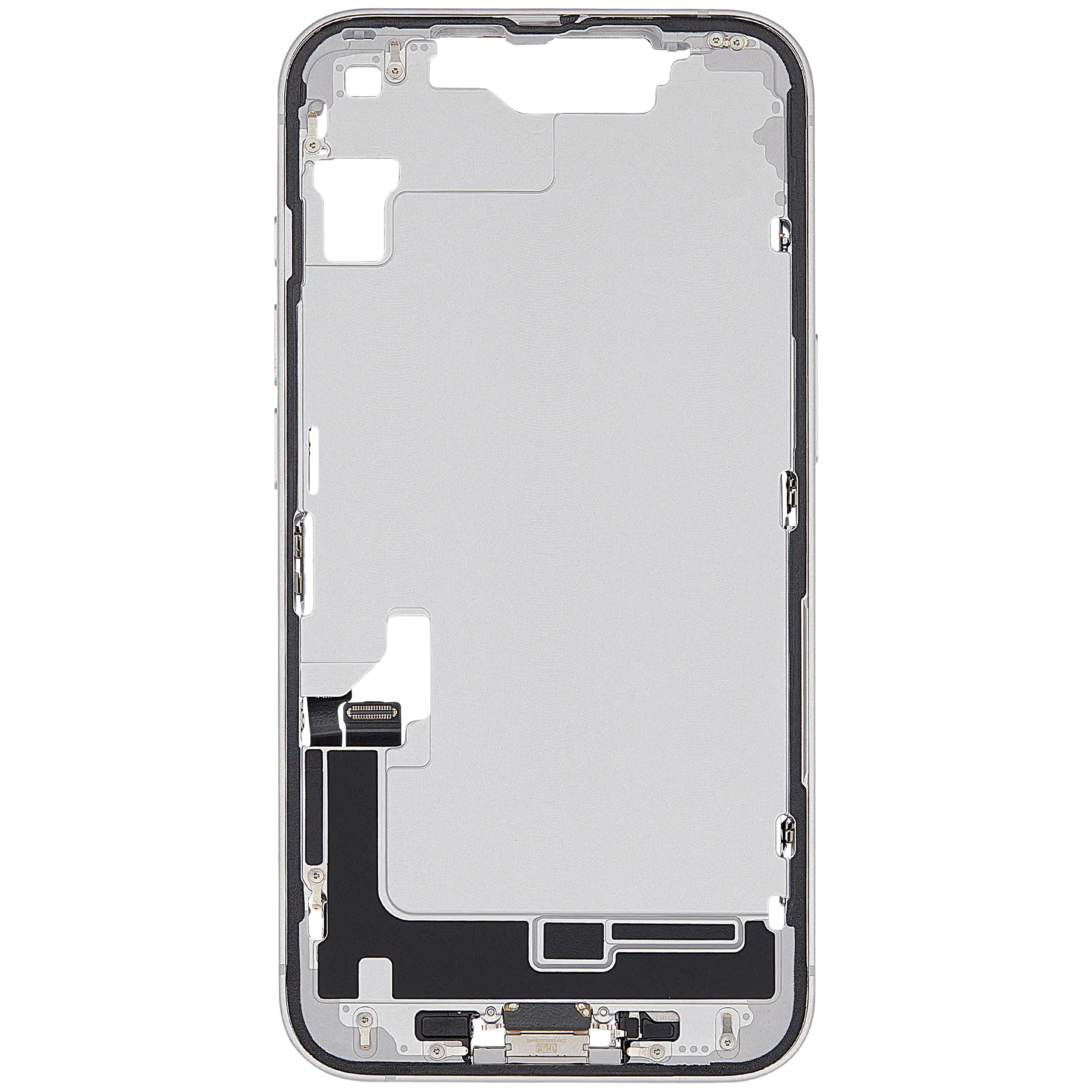 Mittelrahmen mit Ladebuchsen-Flex und Kleinteilen für iPhone 16e / 17e (EU / globale Version) (ausgebautes Originalteil: Grade A) (White (Weiß)) – Bild 3