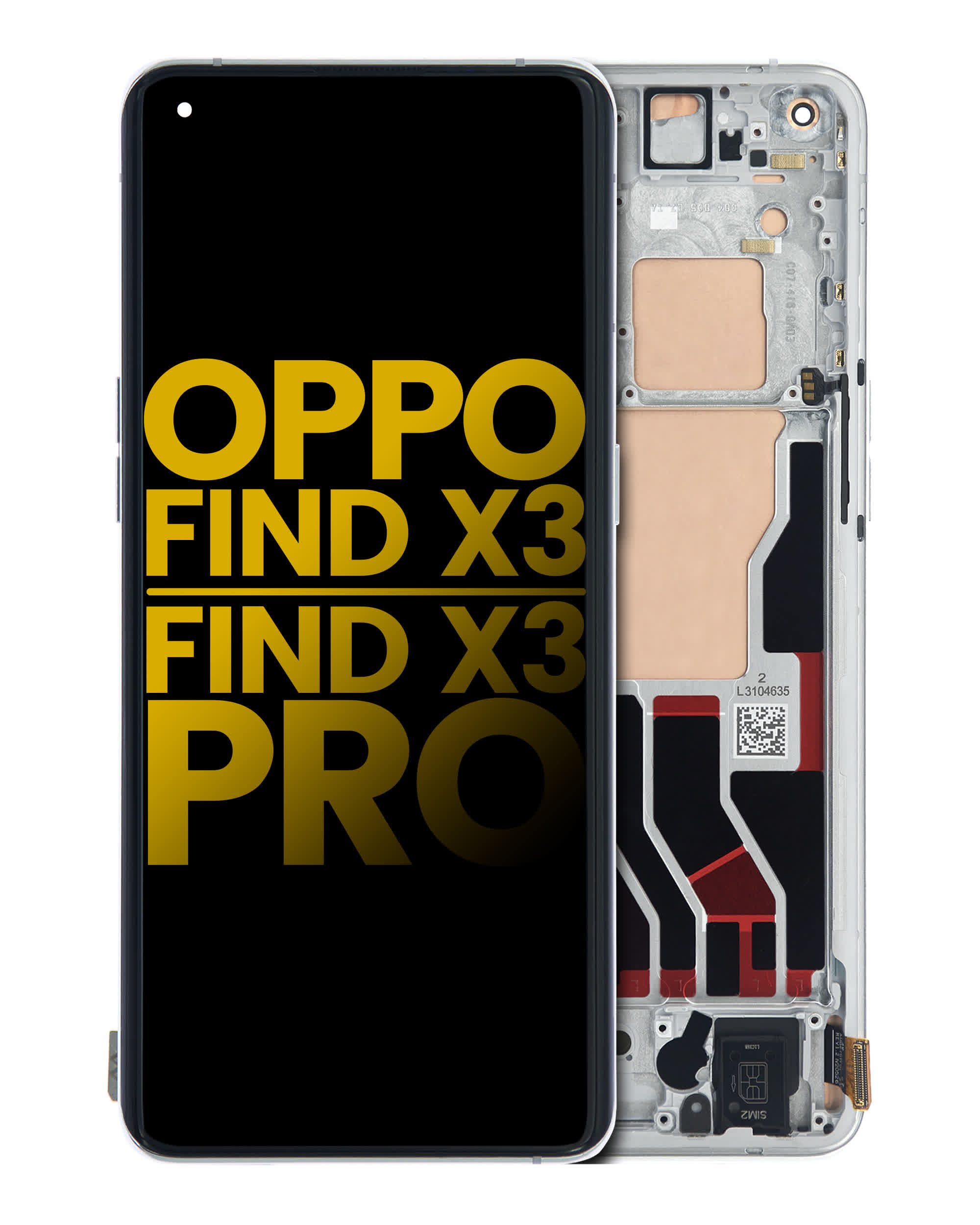 OLED Display mit Rahmen für OPPO Find X3 / X3 Pro (professionell aufgearbeitet) (White (Weiß))