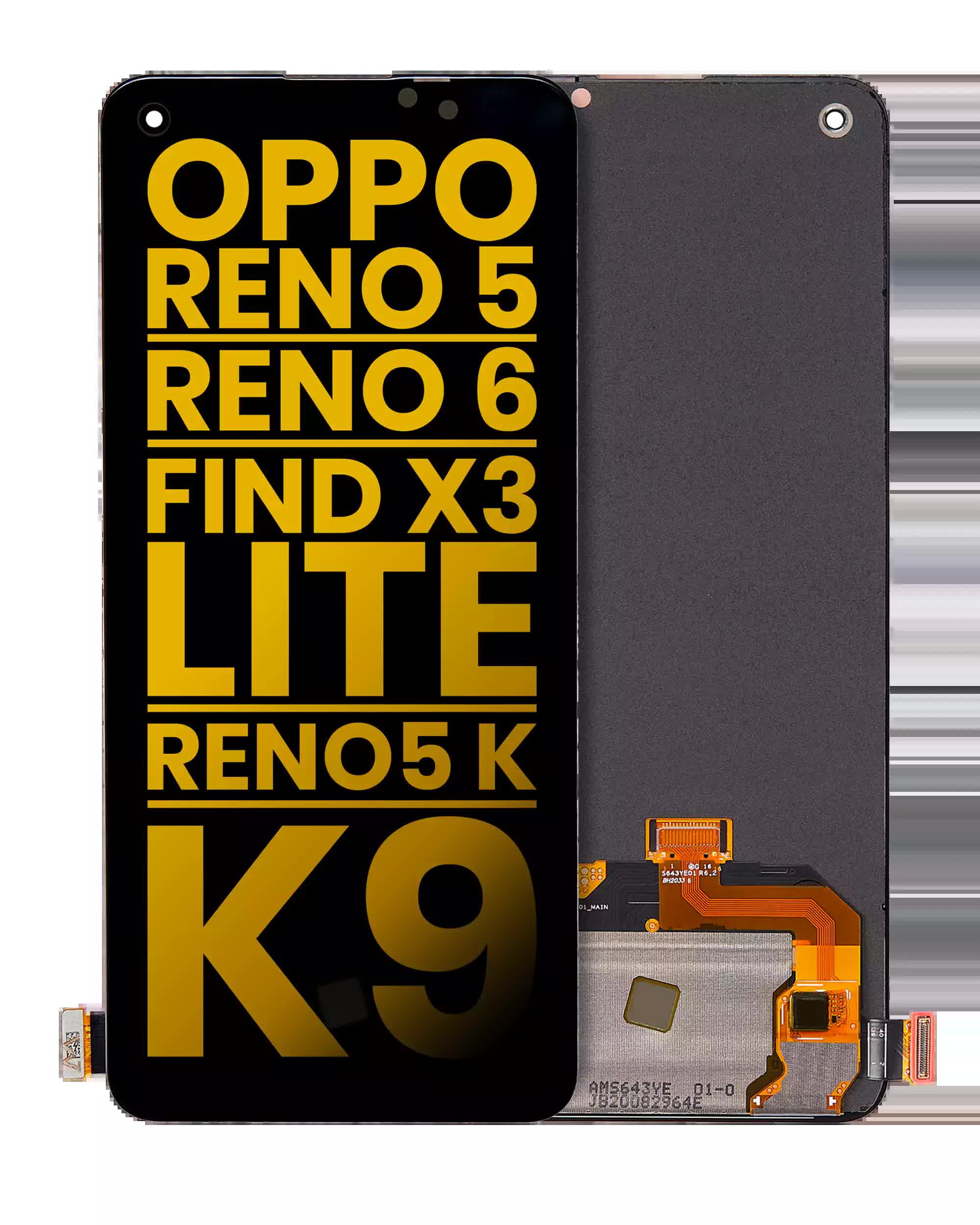 OLED Display ohne Rahmen für OPPO Reno 5 / Reno 6 / Find X3 Lite / Reno5 K / K9 (professionell aufgearbeitet)
