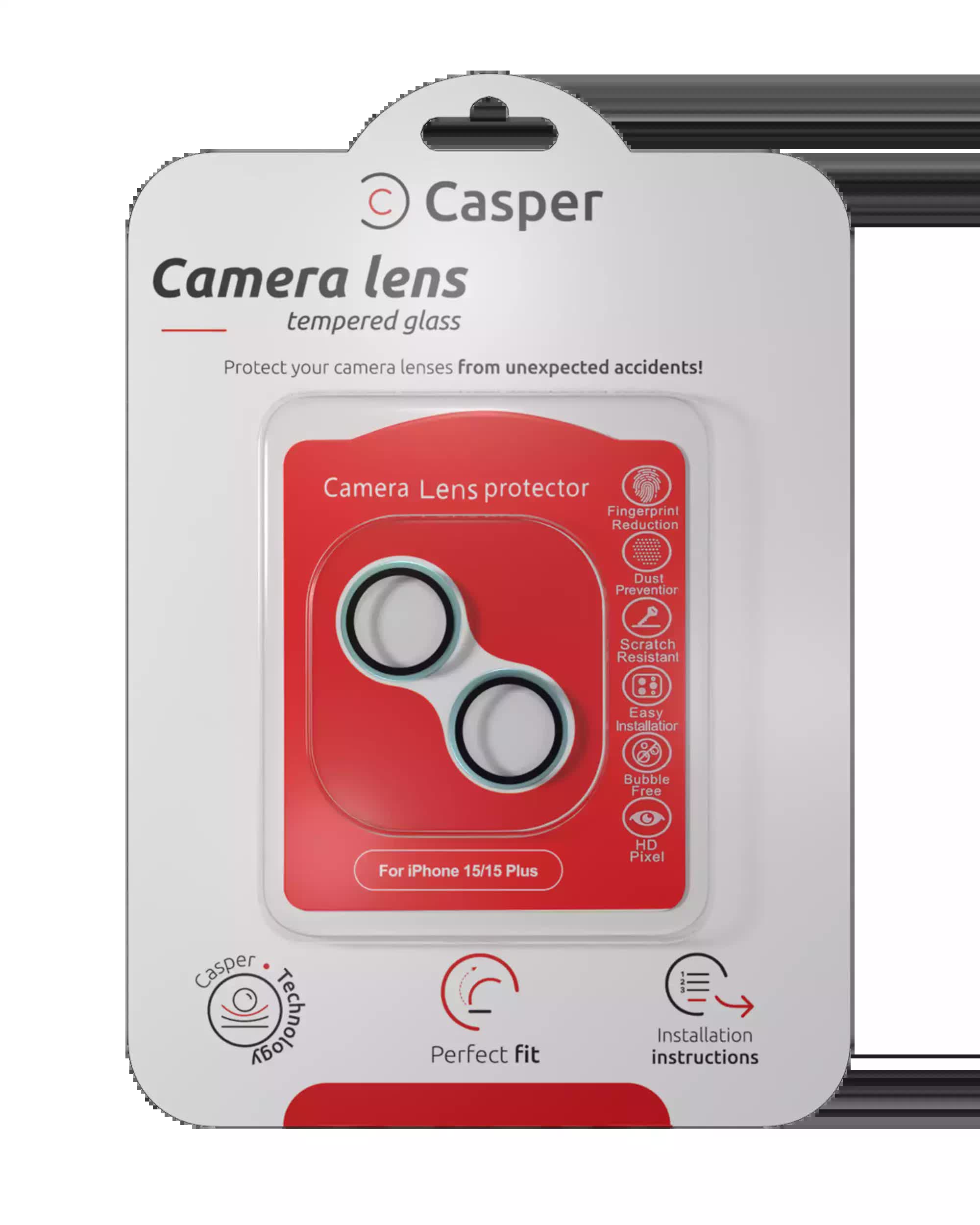 Casper Kameraglas Protector für iPhone 15 / 15 Plus (blue (Blau)) (Clear (Transparent))