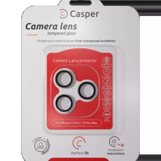 Casper Kameraglas Protector für iPhone 15 Pro / 15 Pro Max (Clear (Transparent)) (Silver (Silber))
