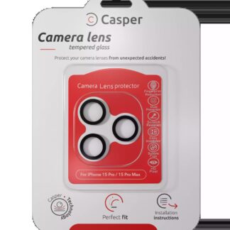 Casper Kameraglas Protector für iPhone 15 Pro / 15 Pro Max (Clear (Transparent)) (Gray (Grau))