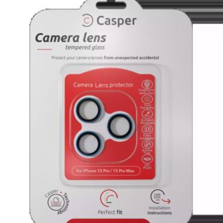 Casper Kameraglas Protector für iPhone 15 Pro / 15 Pro Max (Blue Titanium) (Clear (Transparent))