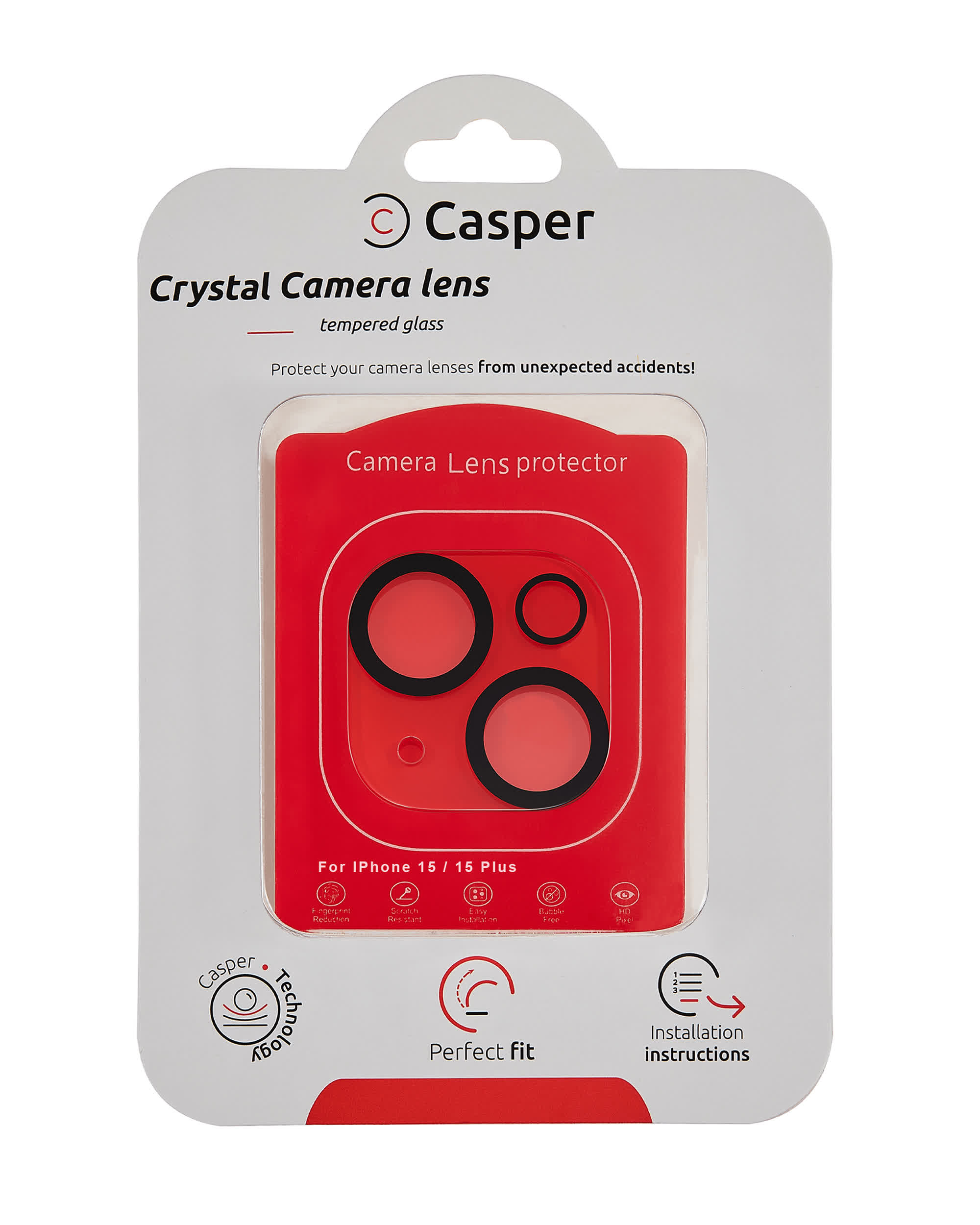 Casper Kameraglas Protector für iPhone 15 / 15 Plus (Crystal Full Abdeckung)