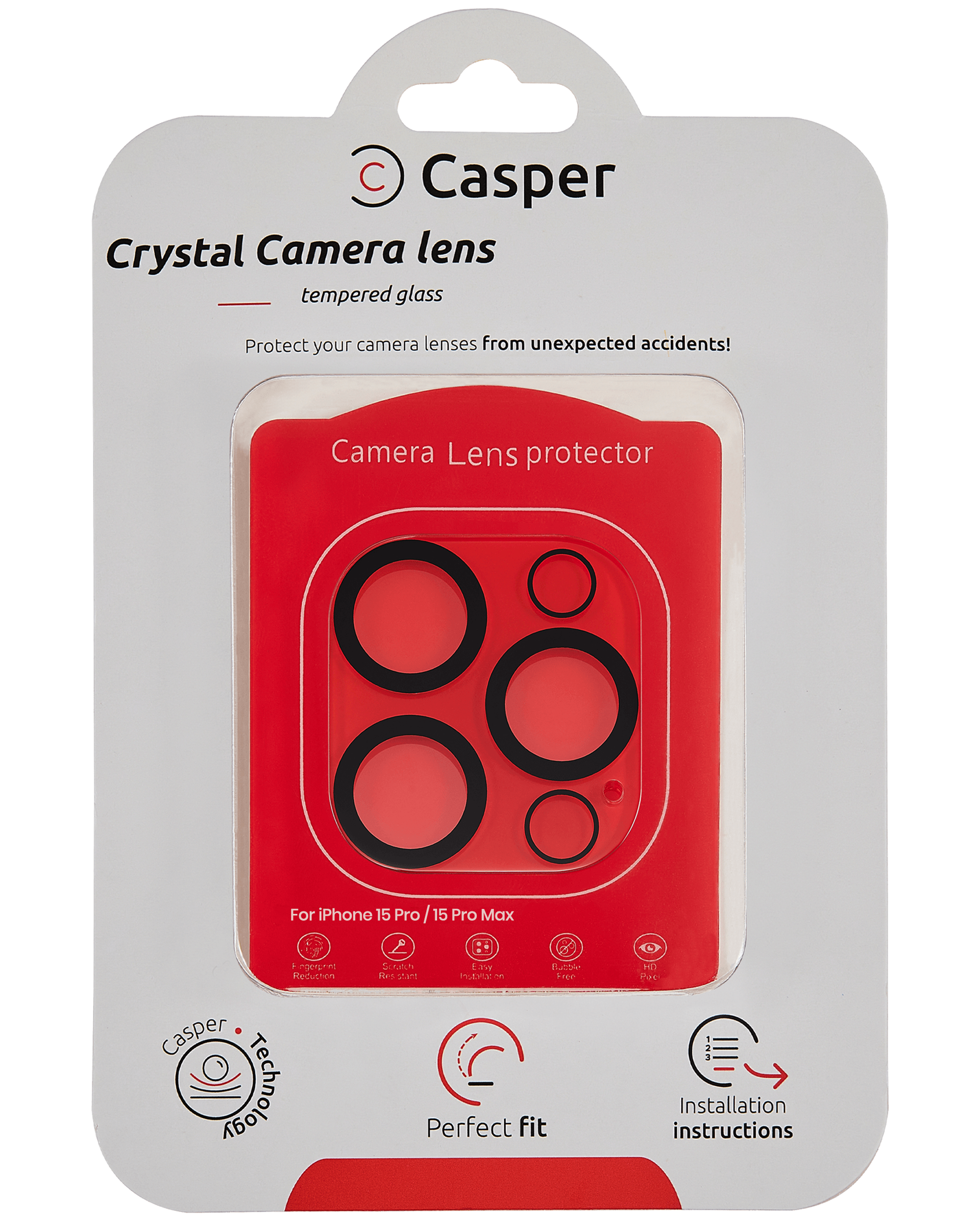 Casper Kameraglas Protector für iPhone 15 Pro / 15 Pro Max (Crystal Full Abdeckung) – Bild 2