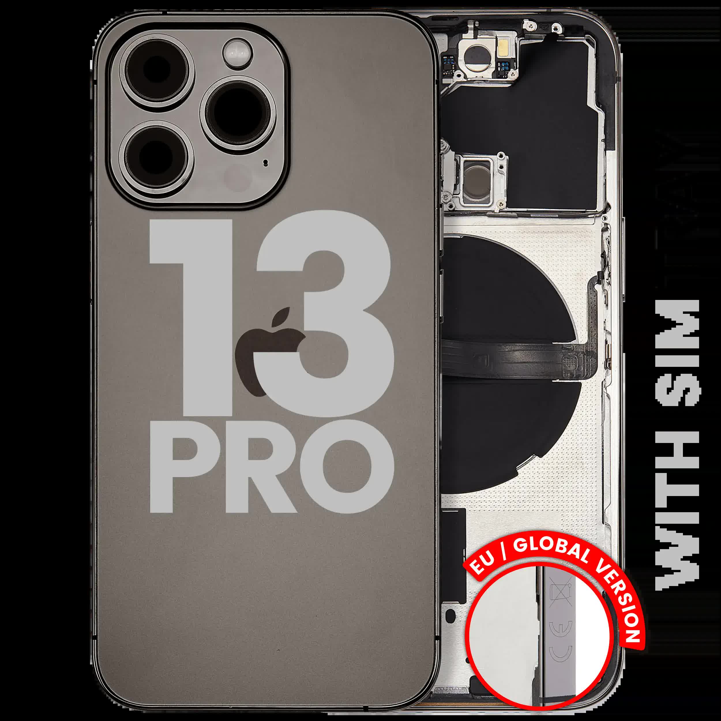 Rückgehäuse mit Kleinteilen für iPhone 13 Pro (EU / globale Version) (ausgebautes Originalteil: Grade C) (Graphite)