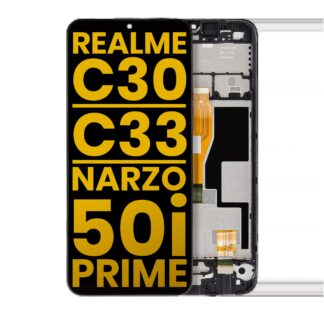 LCD Display mit Rahmen für Realme C30 / C33 / Narzo 50i Prime (professionell aufgearbeitet)