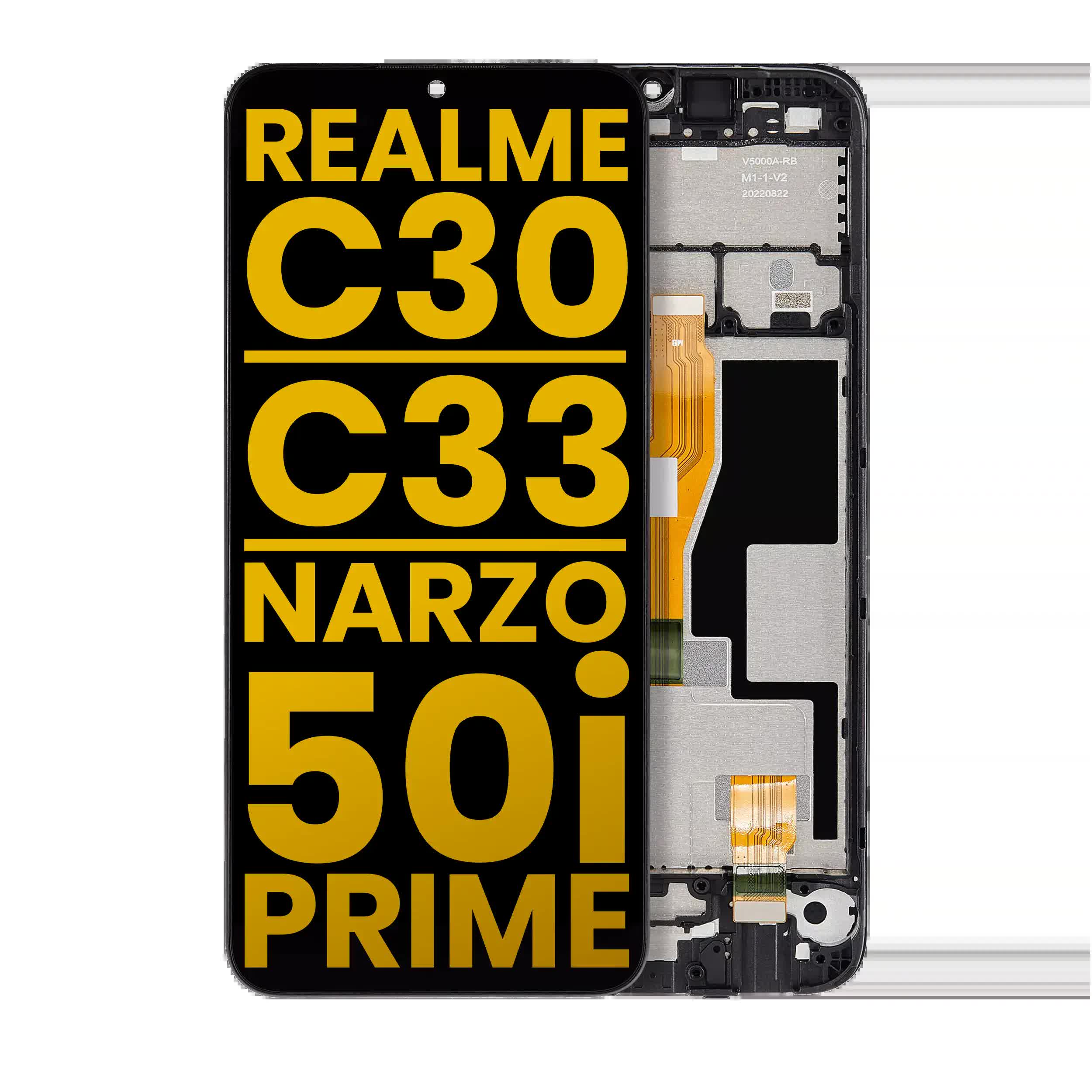 LCD Display mit Rahmen für Realme C30 / C33 / Narzo 50i Prime (professionell aufgearbeitet)