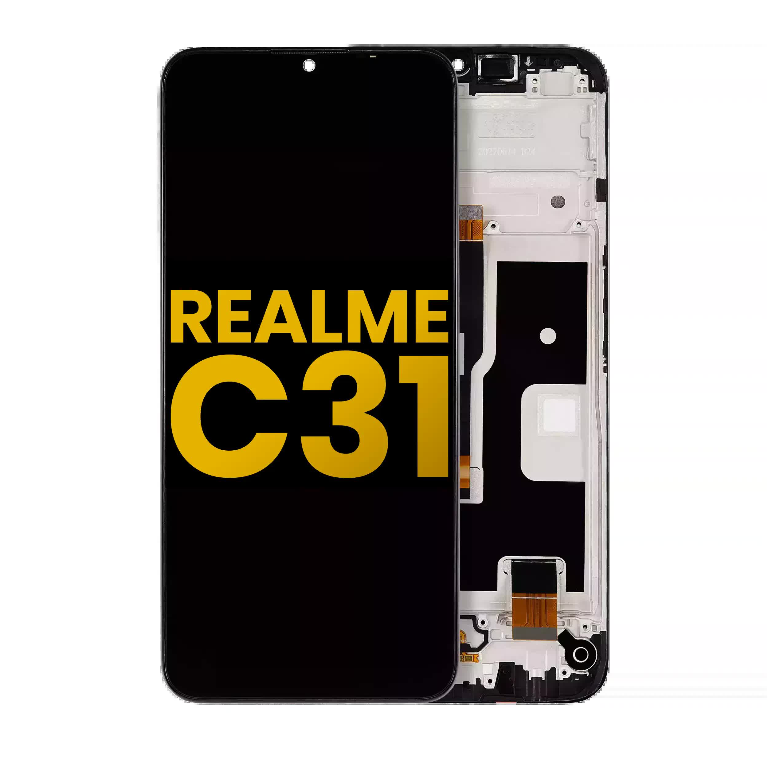 LCD Display mit Rahmen für Realme C31 (professionell aufgearbeitet)