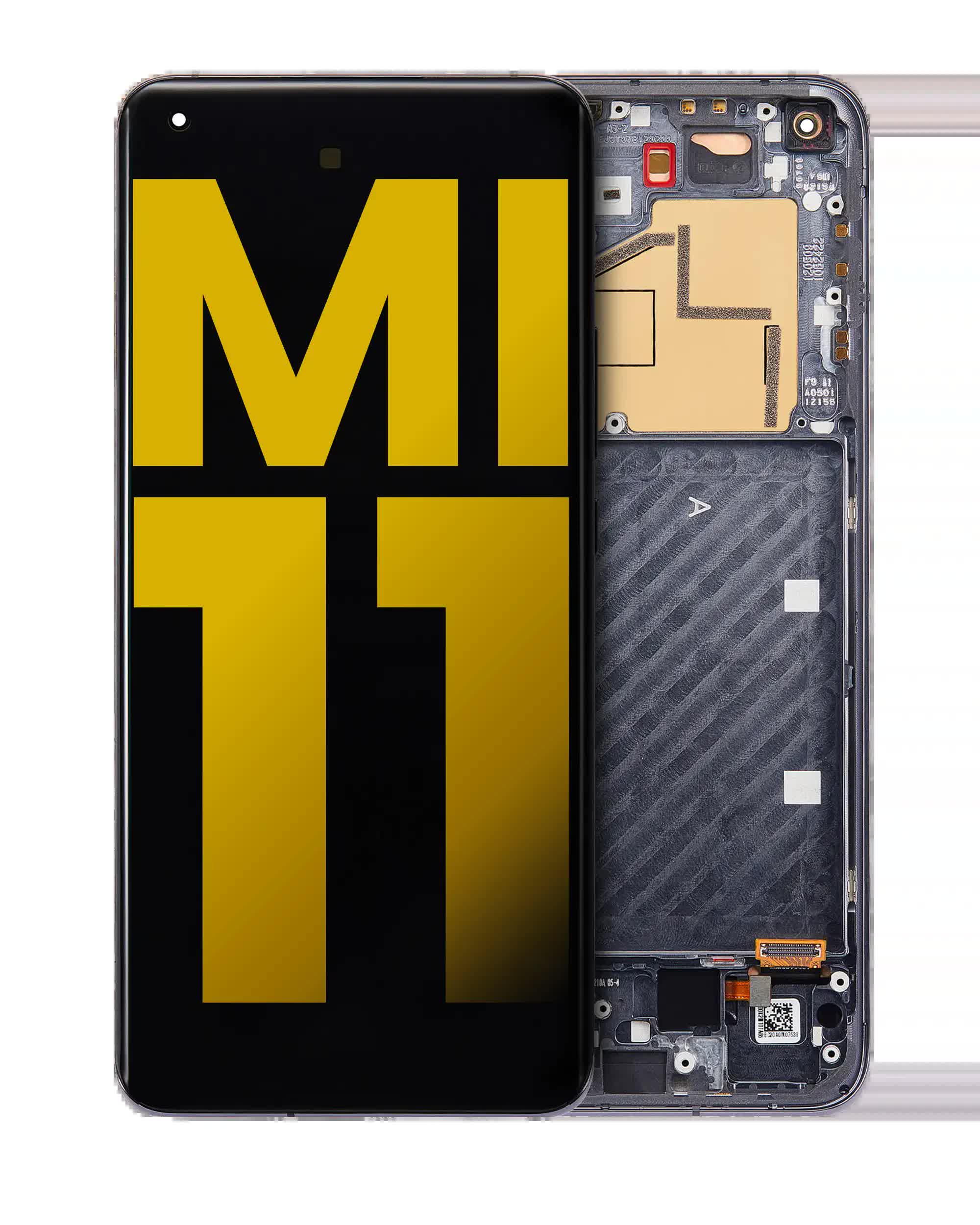 OLED Display mit Rahmen für Xiaomi Mi 11 (professionell aufgearbeitet) (Black (Schwarz))