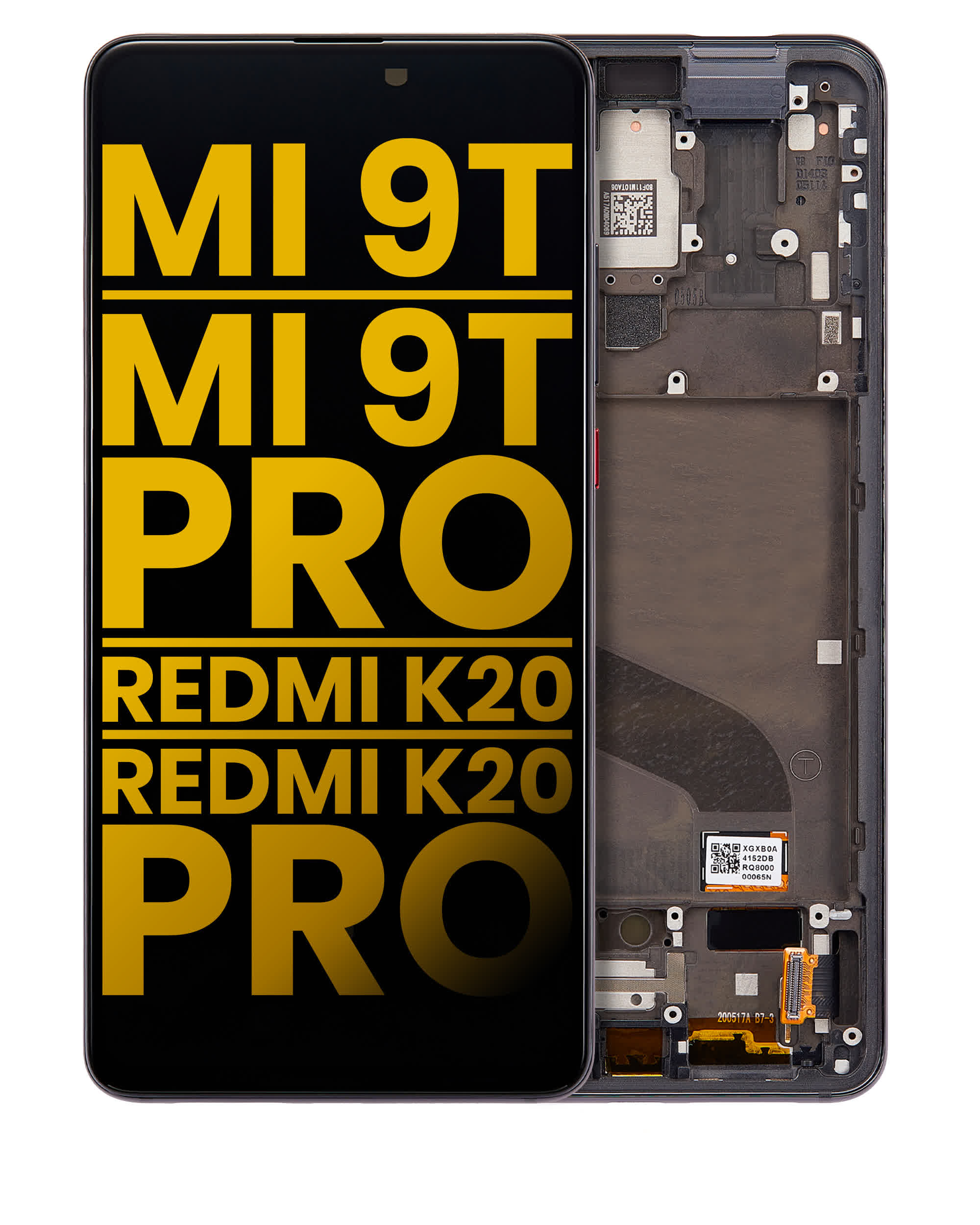 OLED Display mit Rahmen für Xiaomi Mi 9T / 9T Pro / K20 / K20 Pro (professionell aufgearbeitet) (Carbon Black)