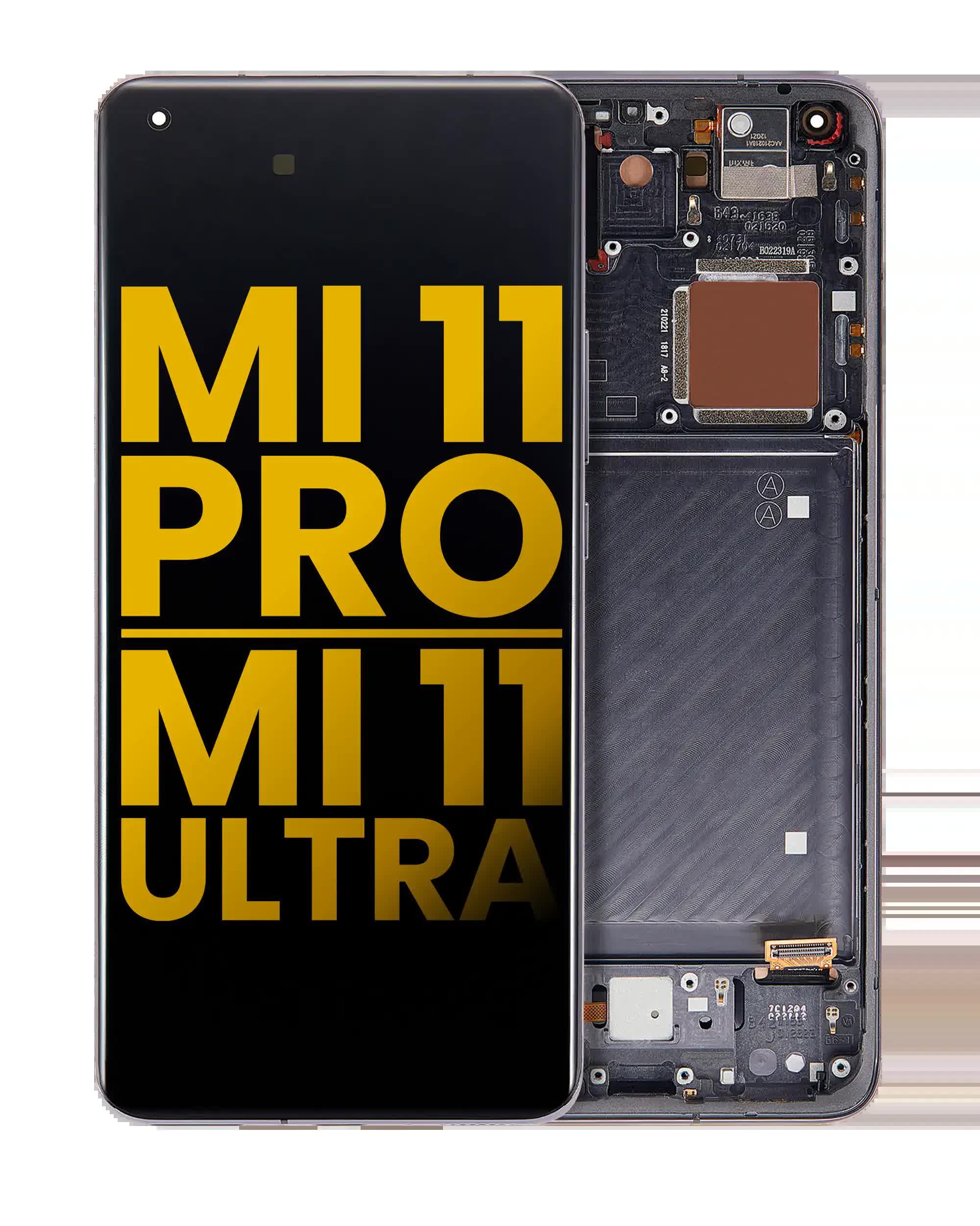 OLED Display mit Rahmen für Xiaomi Mi 11 Pro / Mi 11 Ultra (professionell aufgearbeitet) (Black (Schwarz))