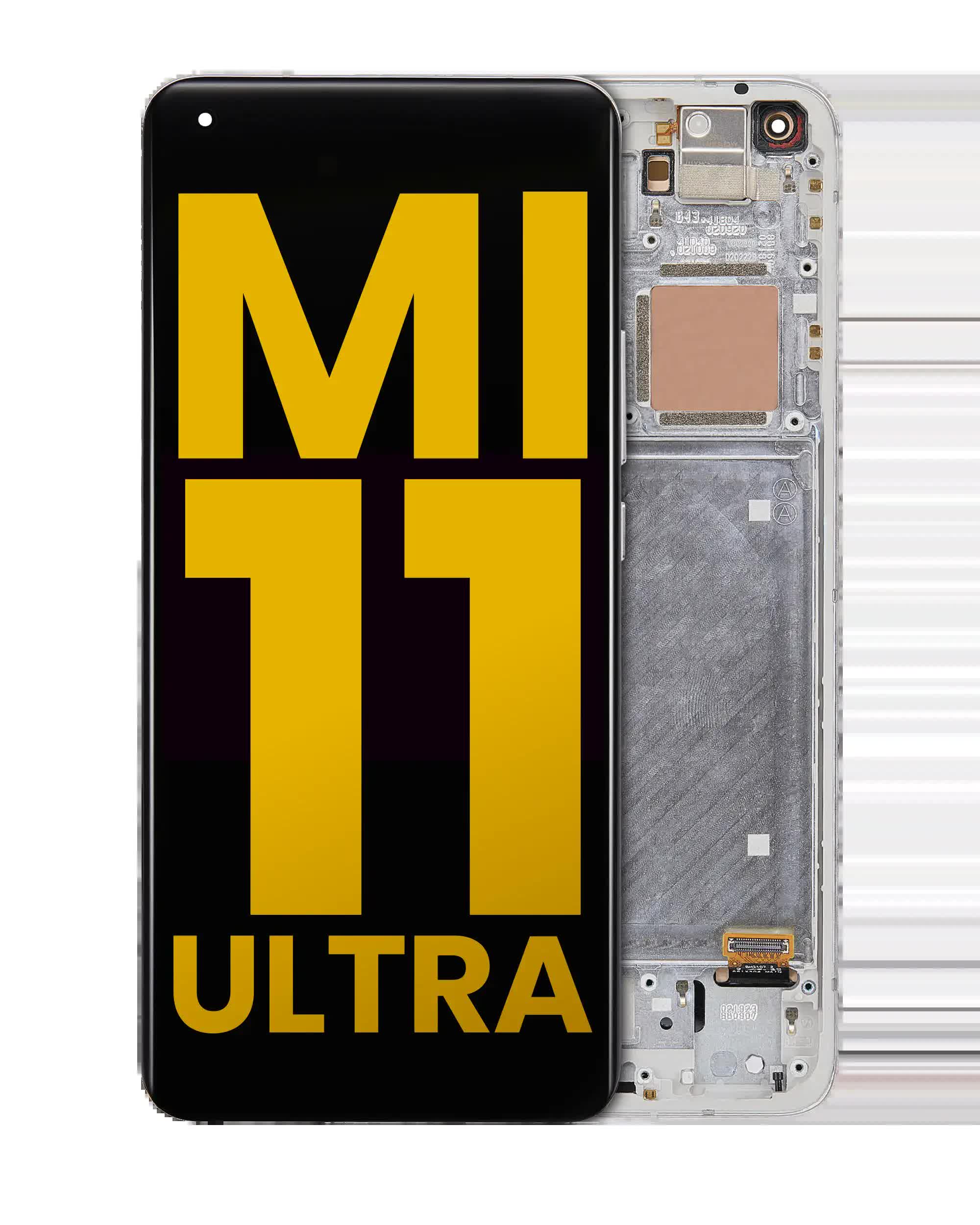 OLED Display mit Rahmen für Xiaomi Mi 11 Pro / Mi 11 Ultra (professionell aufgearbeitet) (Ceramic White)