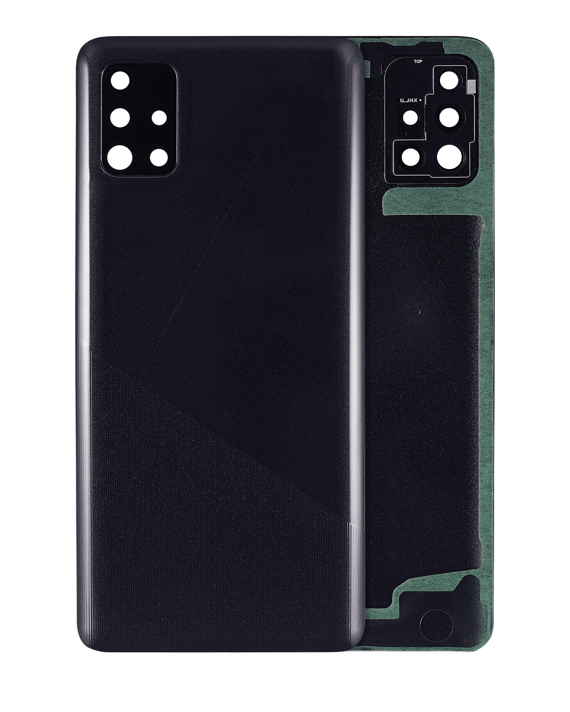 Rückdeckelglas mit Kameraglas für Samsung Galaxy A51 4G (A515 / 2019) (Aftermarket Plus) (Prism Crush Black)
