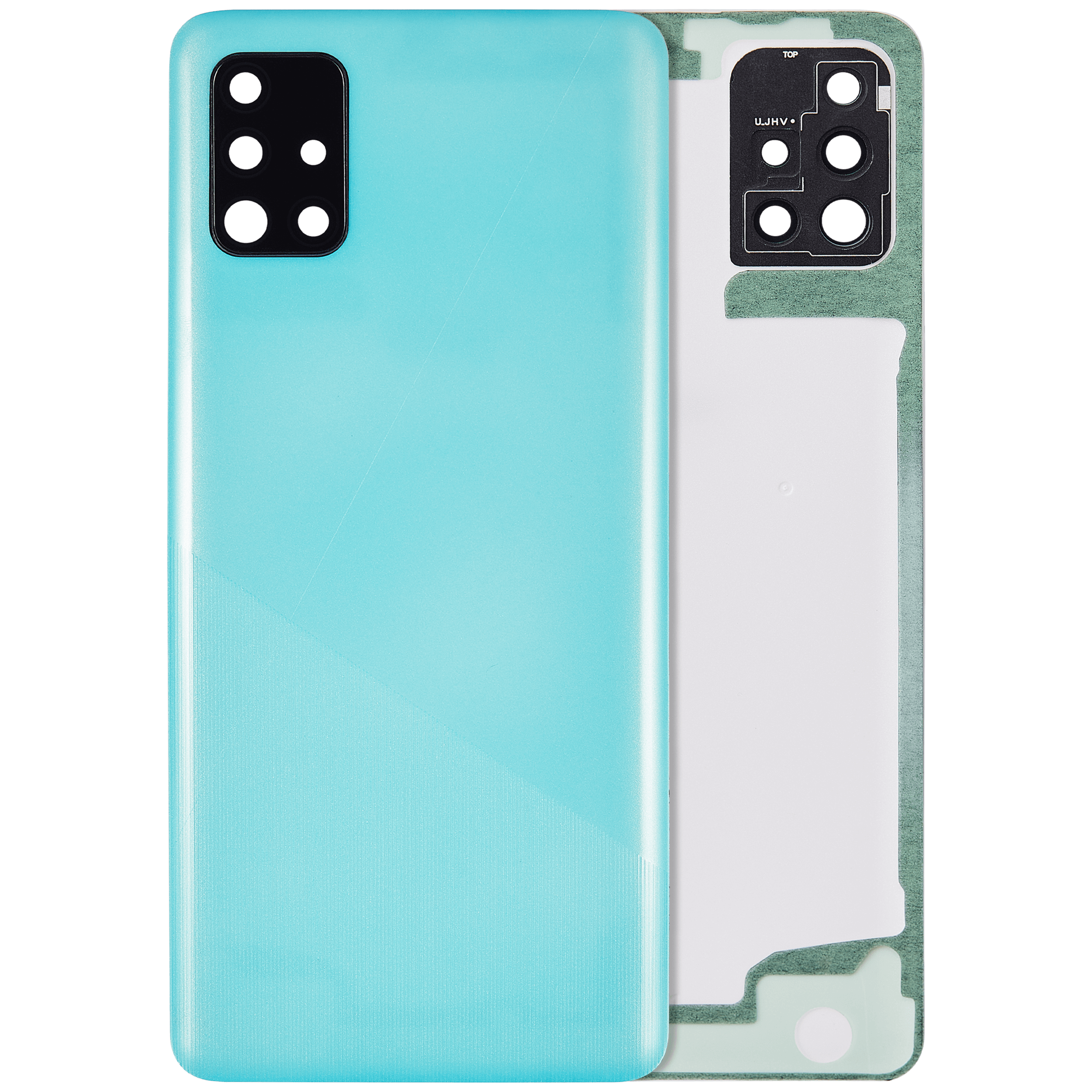 Rückdeckelglas mit Kameraglas für Samsung Galaxy A51 4G (A515 / 2019) (Aftermarket Plus) (Prism Crush Blue) – Bild 3