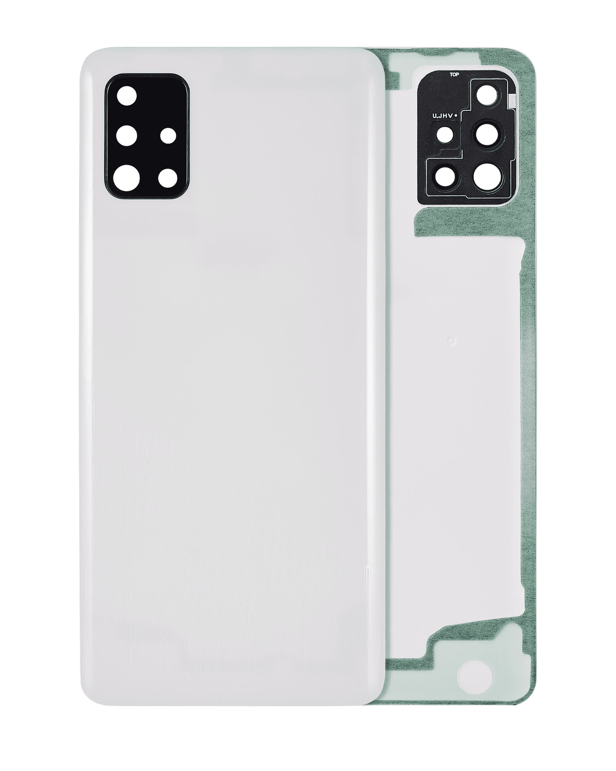 Rückdeckelglas mit Kameraglas für Samsung Galaxy A51 4G (A515 / 2019) (Aftermarket Plus) (Prism Crush White)