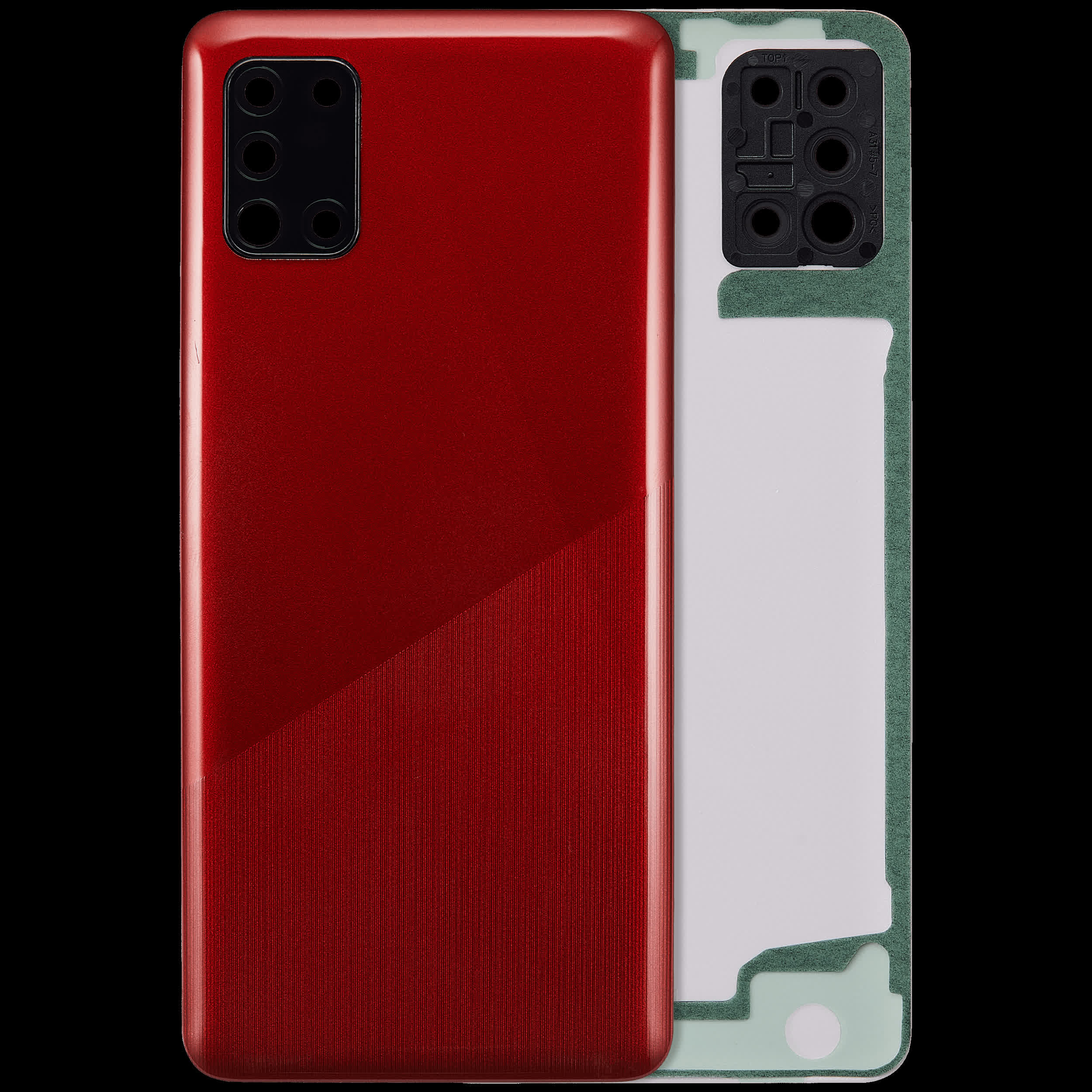 Rückdeckelglas mit Kameraglas für Samsung Galaxy A31 (A315 / 2020) (Aftermarket Plus) (Prism Crush Red)